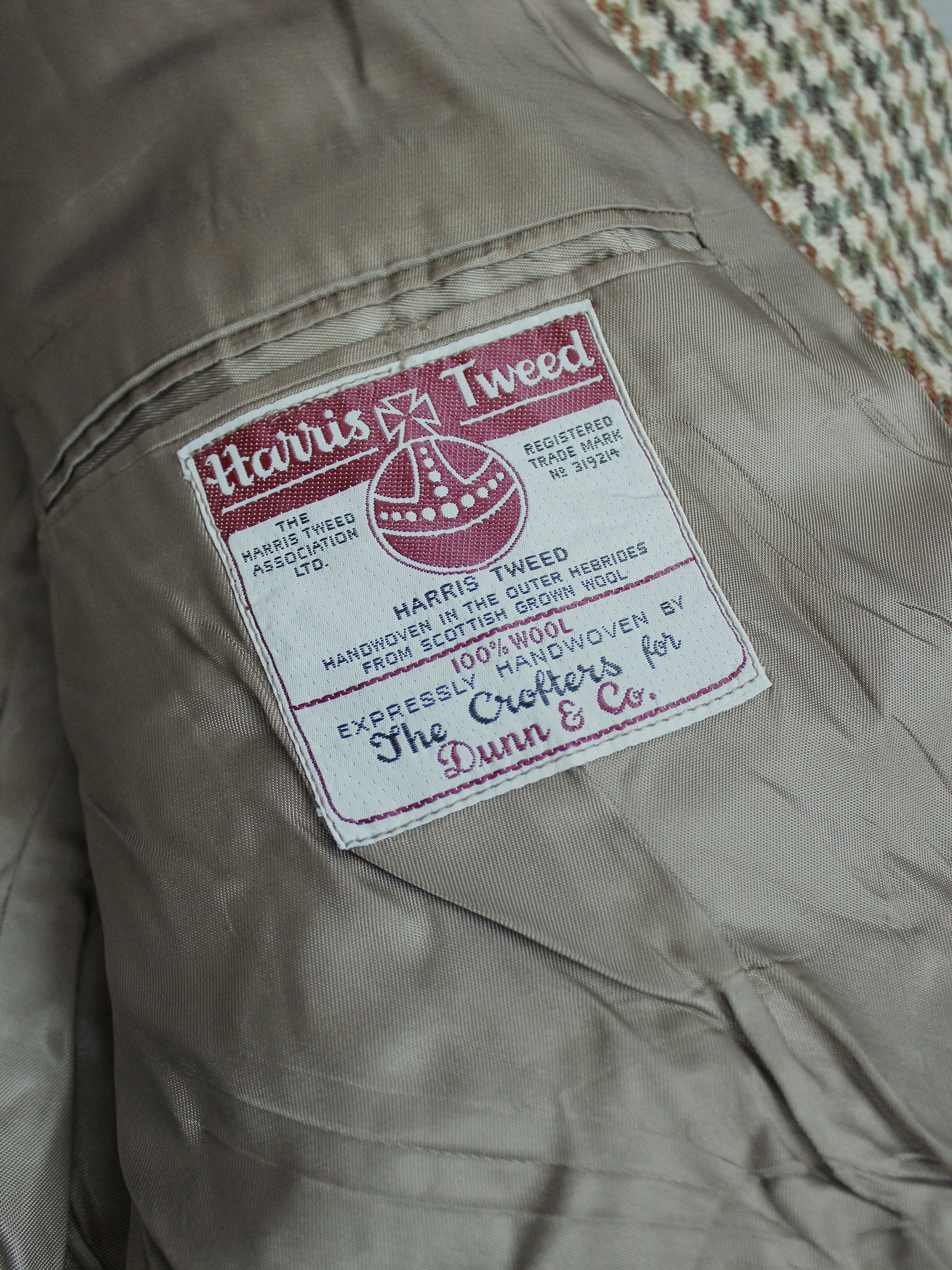 Harris Tweed × Vintage Harris Tweed Dunn Co Wool Hand Woven Blazer Jacket Tan Check Size 44R - 10 Thumbnail