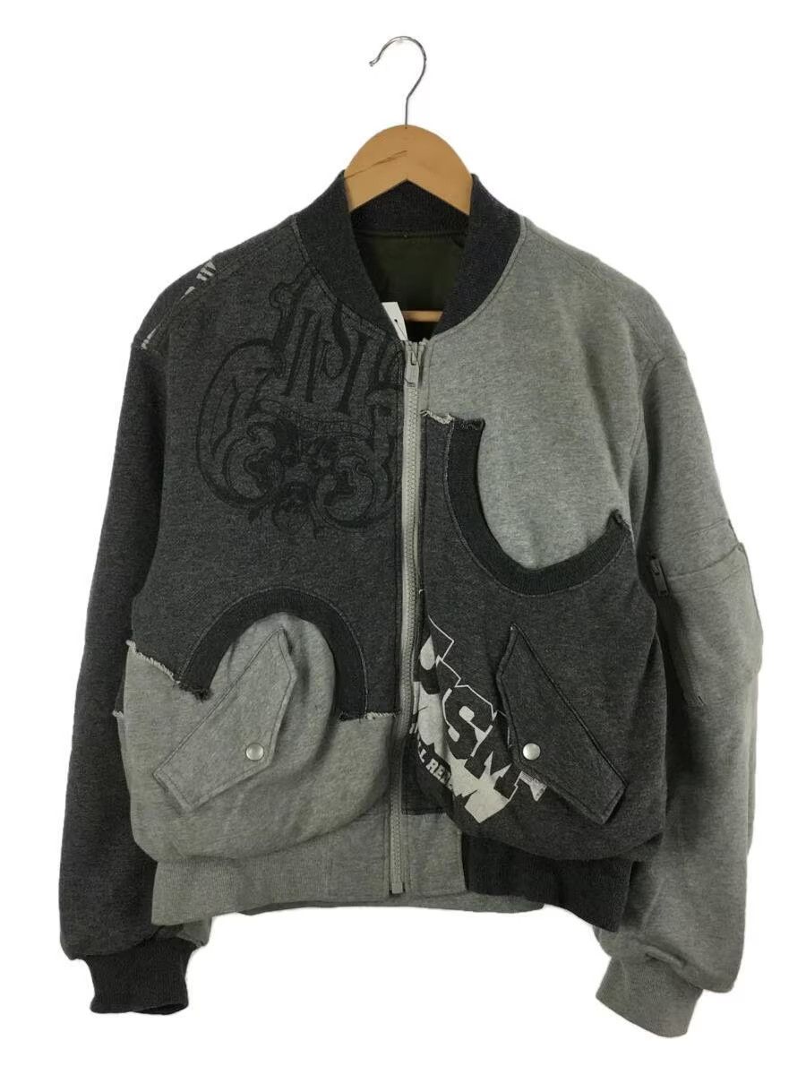 image of Undercover Ss22 Reconstructed Hybrid Reversible Bomber Jacket in Grey, Men's (Size Medium)