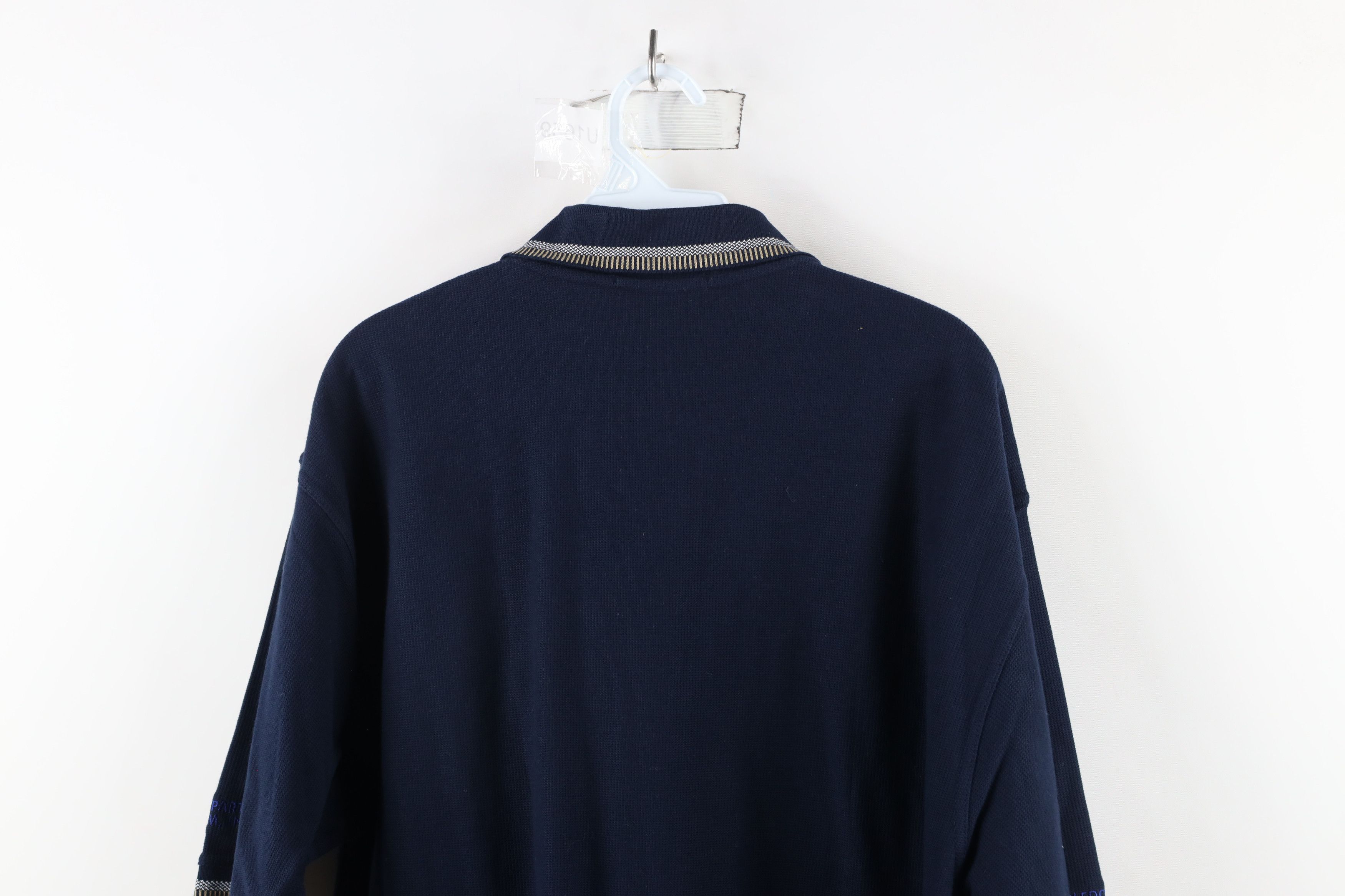 Vintage Deadstock Vintage 90s Streetwear Waffle Knit Polo Shirt Blue Size US L / EU 52-54 / 3 - 11 Thumbnail