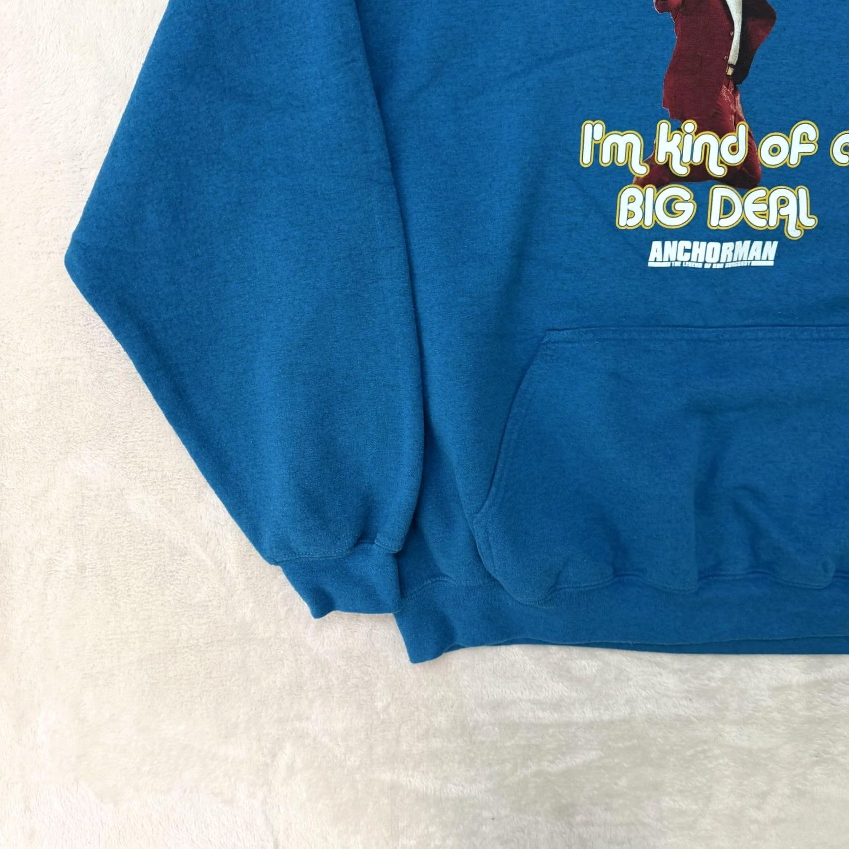 Vintage Anchorman Hoodie Mens XL Blue Ron Burgundy Graphic Print Fleece Pullover Sweatshirt Size US XL / EU 56 / 4 - 7 Thumbnail