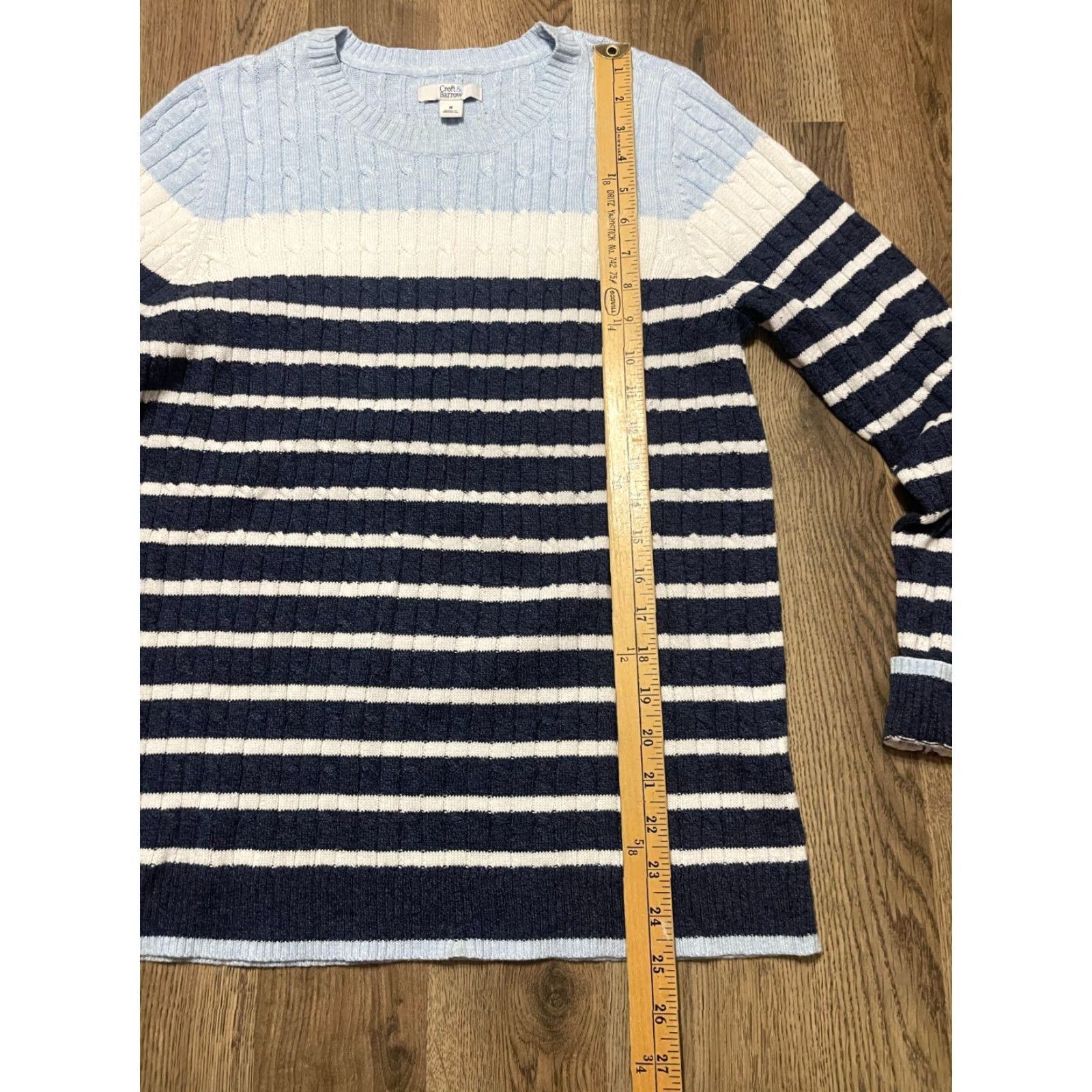 Croft & Barrow Croft & Barrow Sweater Women’s Size M Blue White Striped Pullover Crew Neck Long Sleeve Casual Size M / US 6-8 / IT 42-44 - 6 Thumbnail
