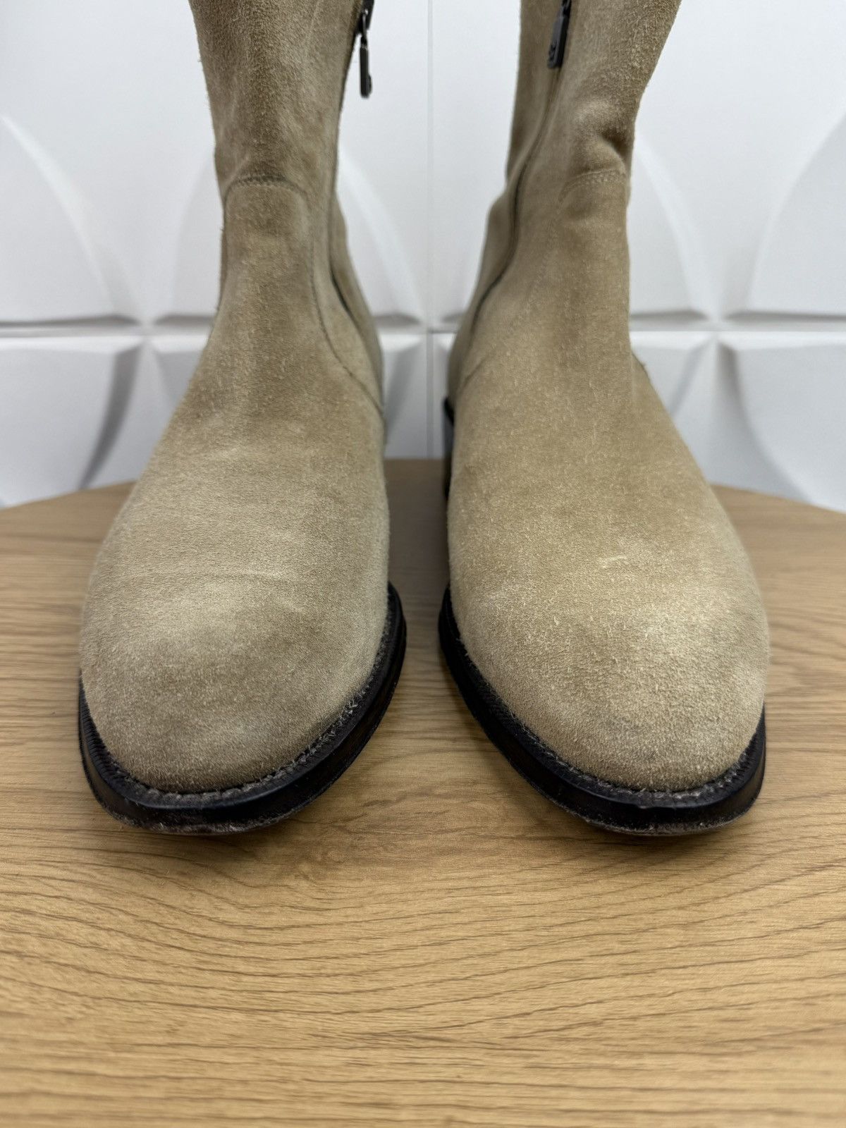 Brioni BRIONI Boots Suede Leather Shoes High Heels Side Zip Beige Size US 9 / EU 42 - 5 Thumbnail