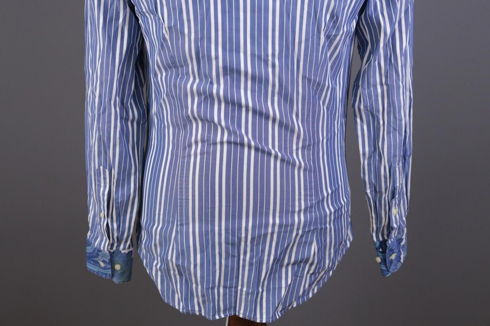Eton Eton Blue White Striped 100% Cotton Collar Shirt Size 38 Size US M / EU 48-50 / 2 - 11 Thumbnail