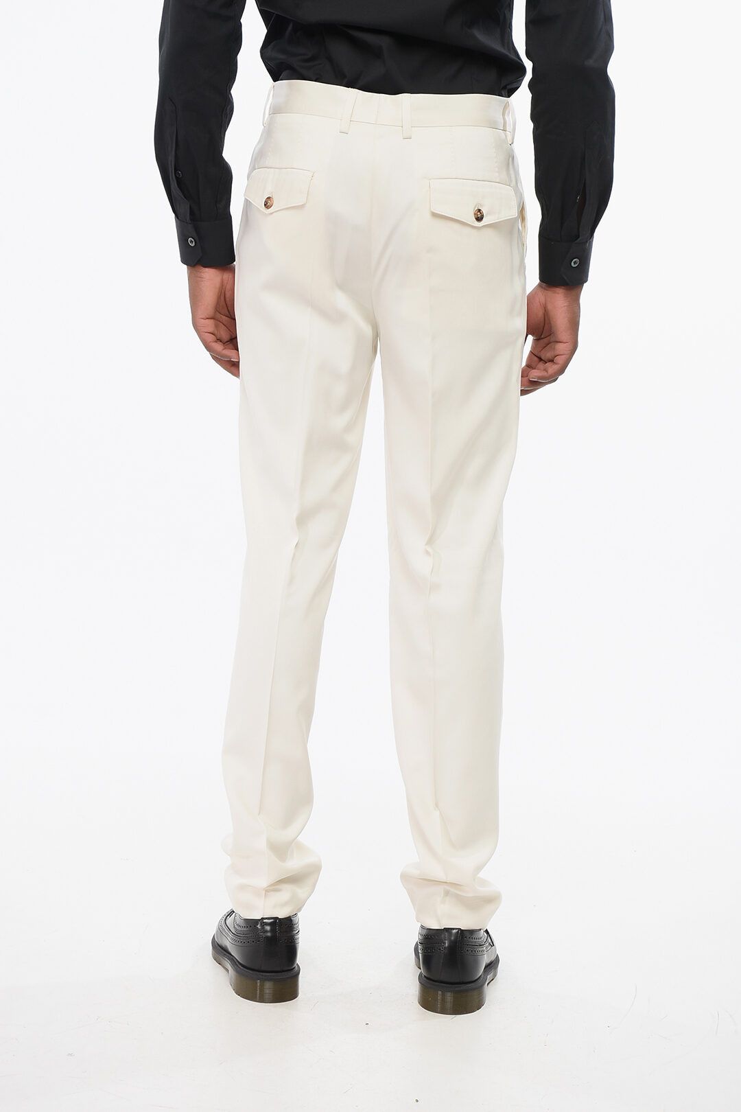 Brunello Cucinelli og1mm0825 Double-pleated Pure Silk Pant in White Size US 32 / EU 48 - 3 Thumbnail