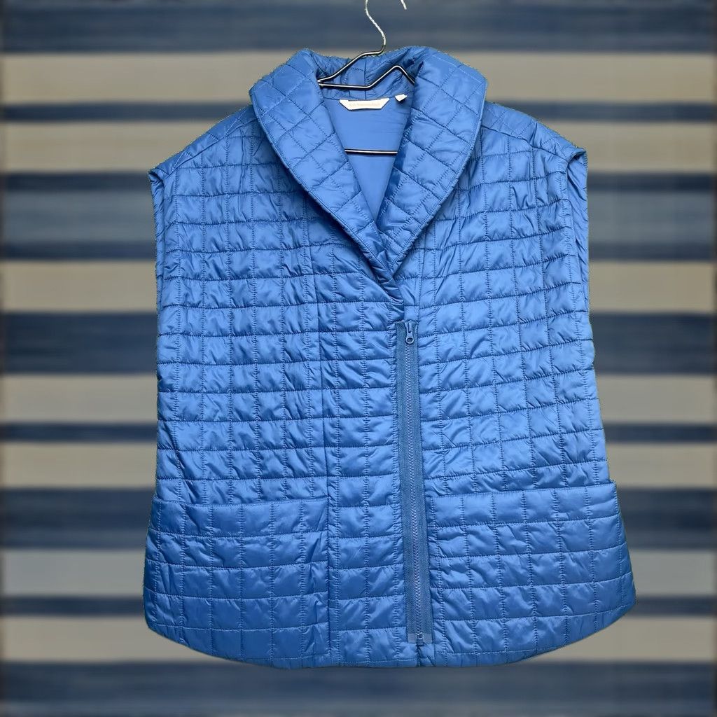 Soft Surroundings Soft Surroundings Vest Womens XL Full Zip Quilted Puffer Shawl Neck Blue Solid Lightweight Winter Fall Spring Jacket/Coat Womens XL Vest Size XL / US 12-14 / IT 48-50 - 1 Thumbnail