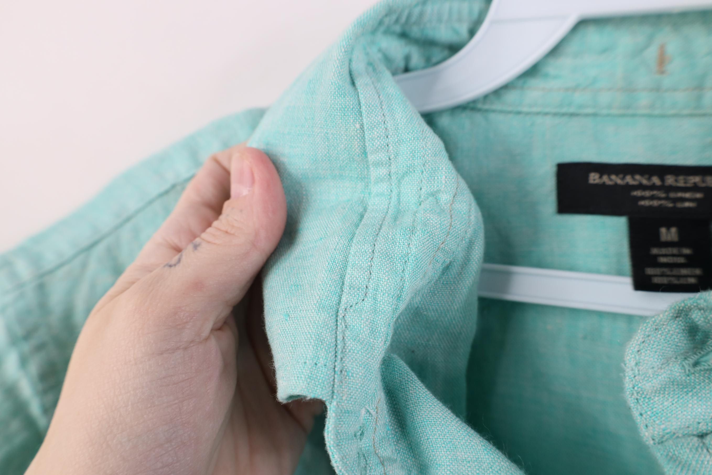 Banana Republic Banana Republic Short Sleeve Collared Button Down Shirt Teal Size US M / EU 48-50 / 2 - 7 Thumbnail