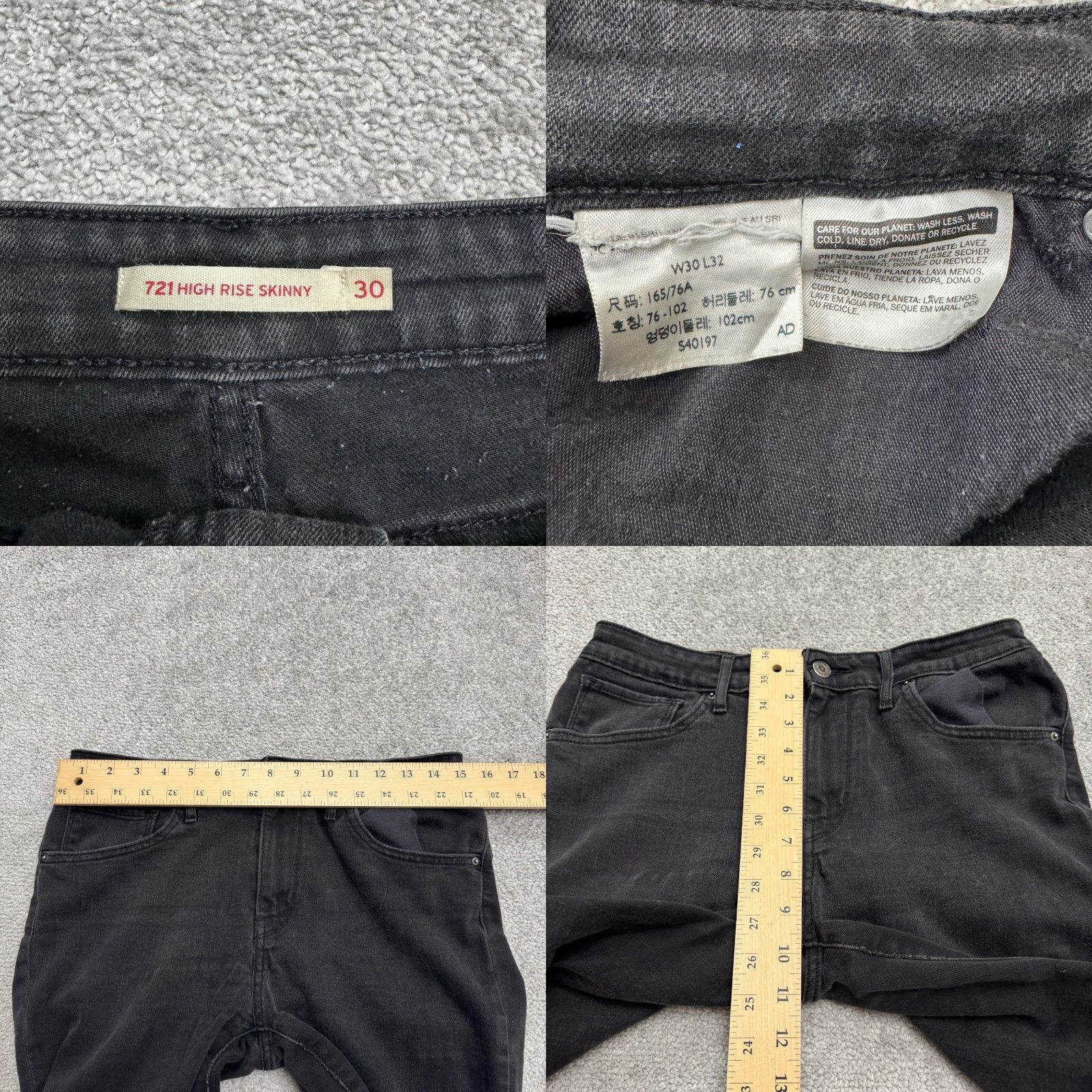 Levi's Levi's Jeans Womens 30 Black Washed Stretch 721 High Rise Skinny Denim Size 30" / US 8 / IT 44 - 8 Thumbnail