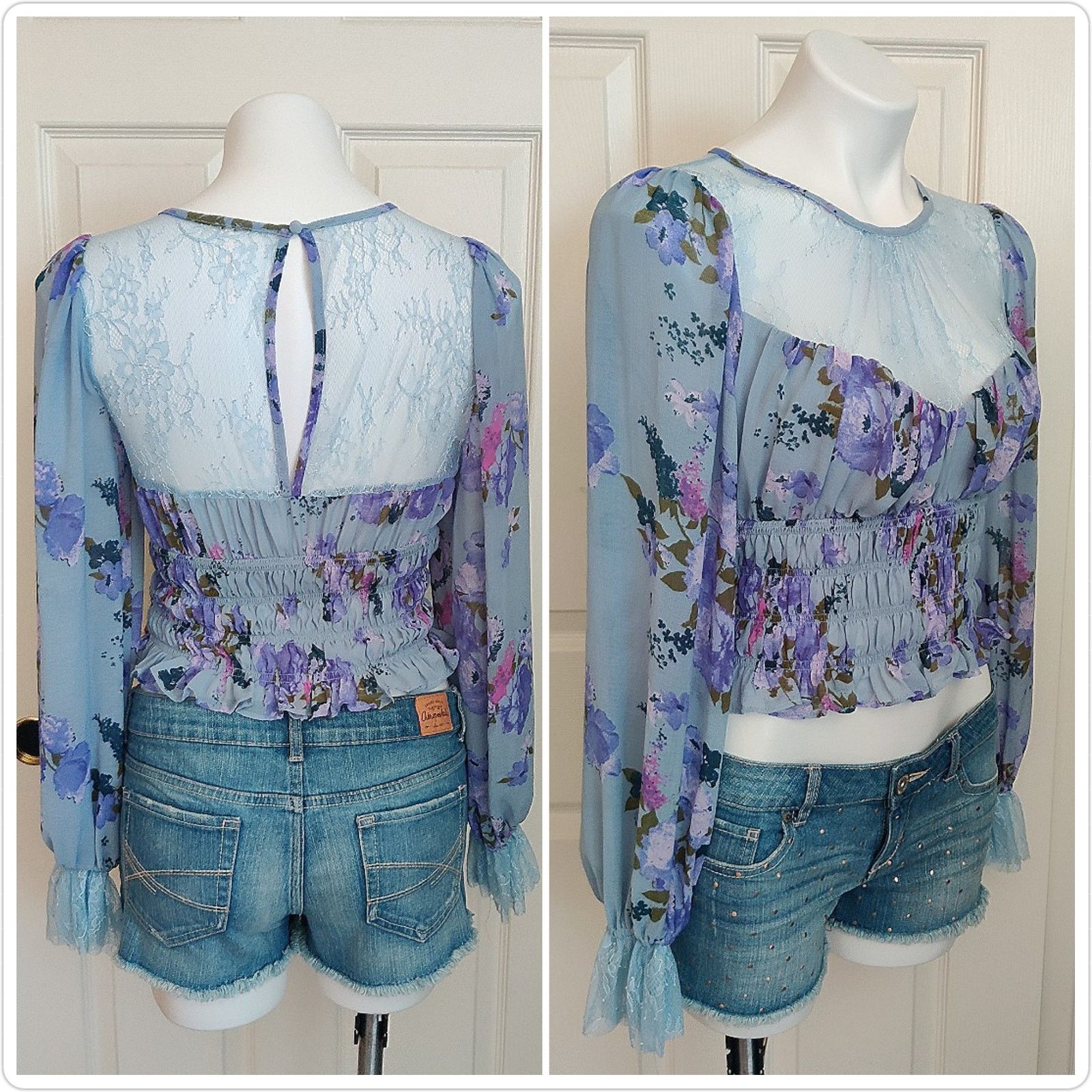 Free People Free People Daphne Blouse floral lace long sleeve sz S Size S / US 4 / IT 40 - 3 Thumbnail