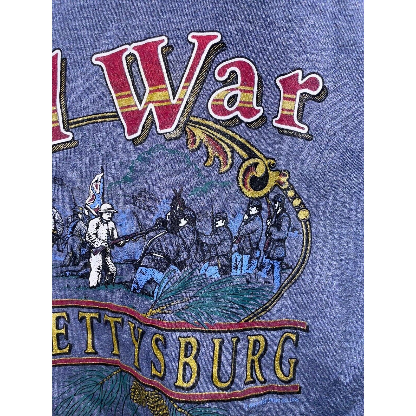 Jerzees Vintage The Civil War Shirt Gettysburg Blue Tee 90s VTG L Size US L / EU 52-54 / 3 - 3 Thumbnail