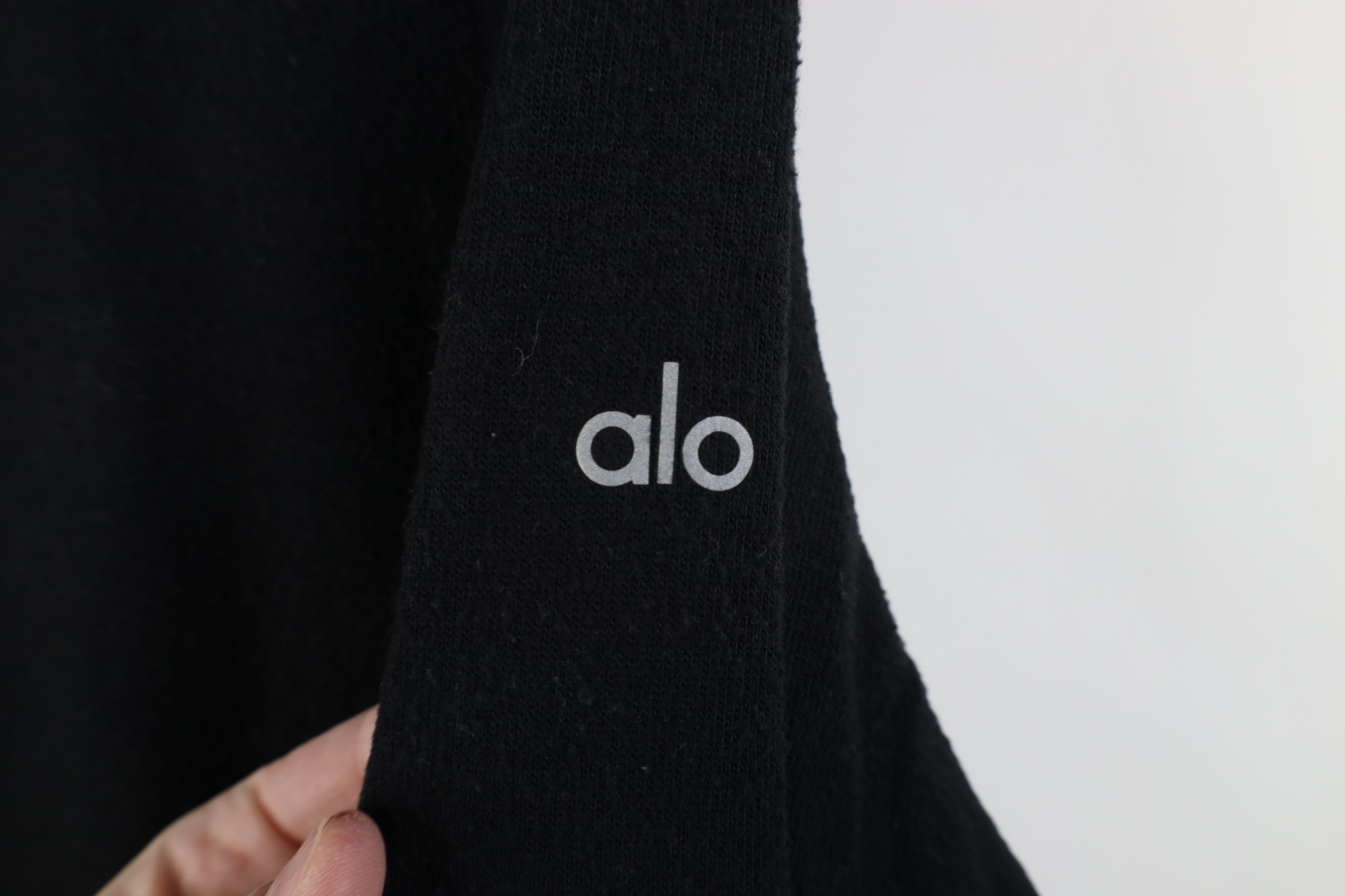 Alo Alo Yoga Ribbed Knit Long Sleeve T-Shirt Black Stretch Size L / US 10 / IT 46 - 4 Thumbnail