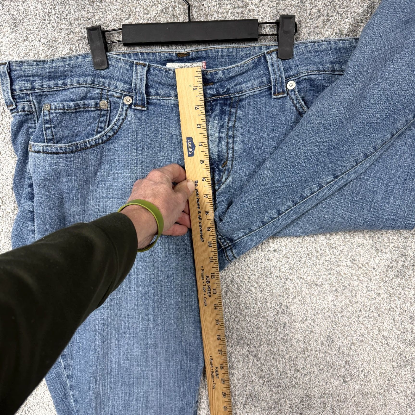 Levi's Levis Jeans 24W Plus Blue Stretch Denim Flare Raw Hem Crop 26.5in Inseam 43in Waist Womens Plus Size 24W Medium Denim Jeans Size 42" / US 20 - 5 Thumbnail