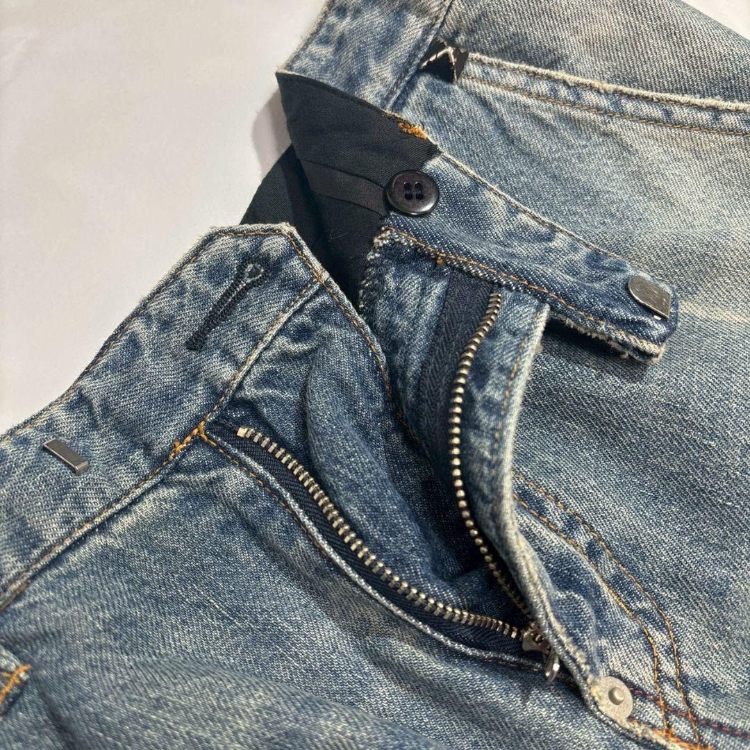 Undercover Studded Cropped Denim Silk Panel Distressed Knees Zip Hem Size US 30 / EU 46 - 8 Thumbnail