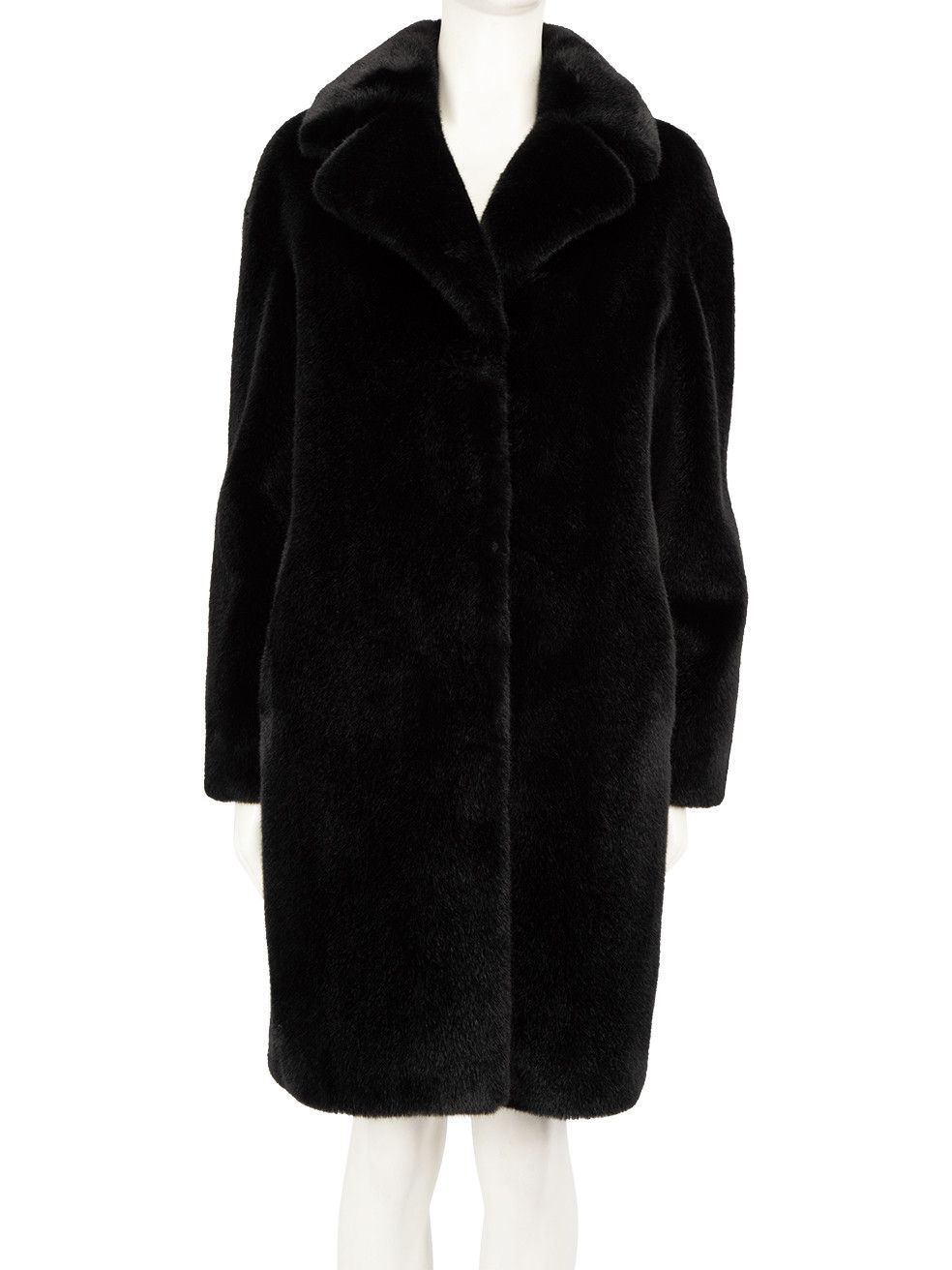 image of Stand Studio Black Faux Fur Camille Cocoon Coat, Women's (Size 2XS)