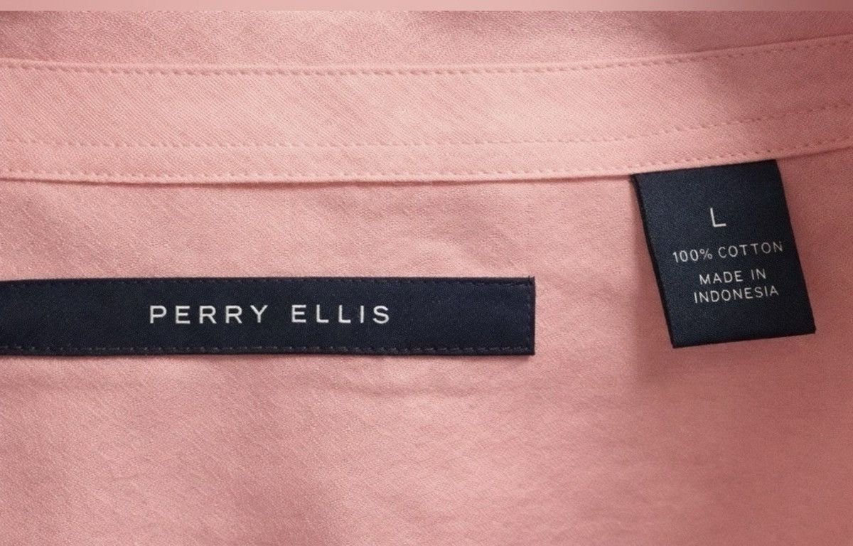 Perry Ellis Perry Ellis Pink Button Up Shirt Large 100% Cotton Classic Size US L / EU 52-54 / 3 - 3 Thumbnail