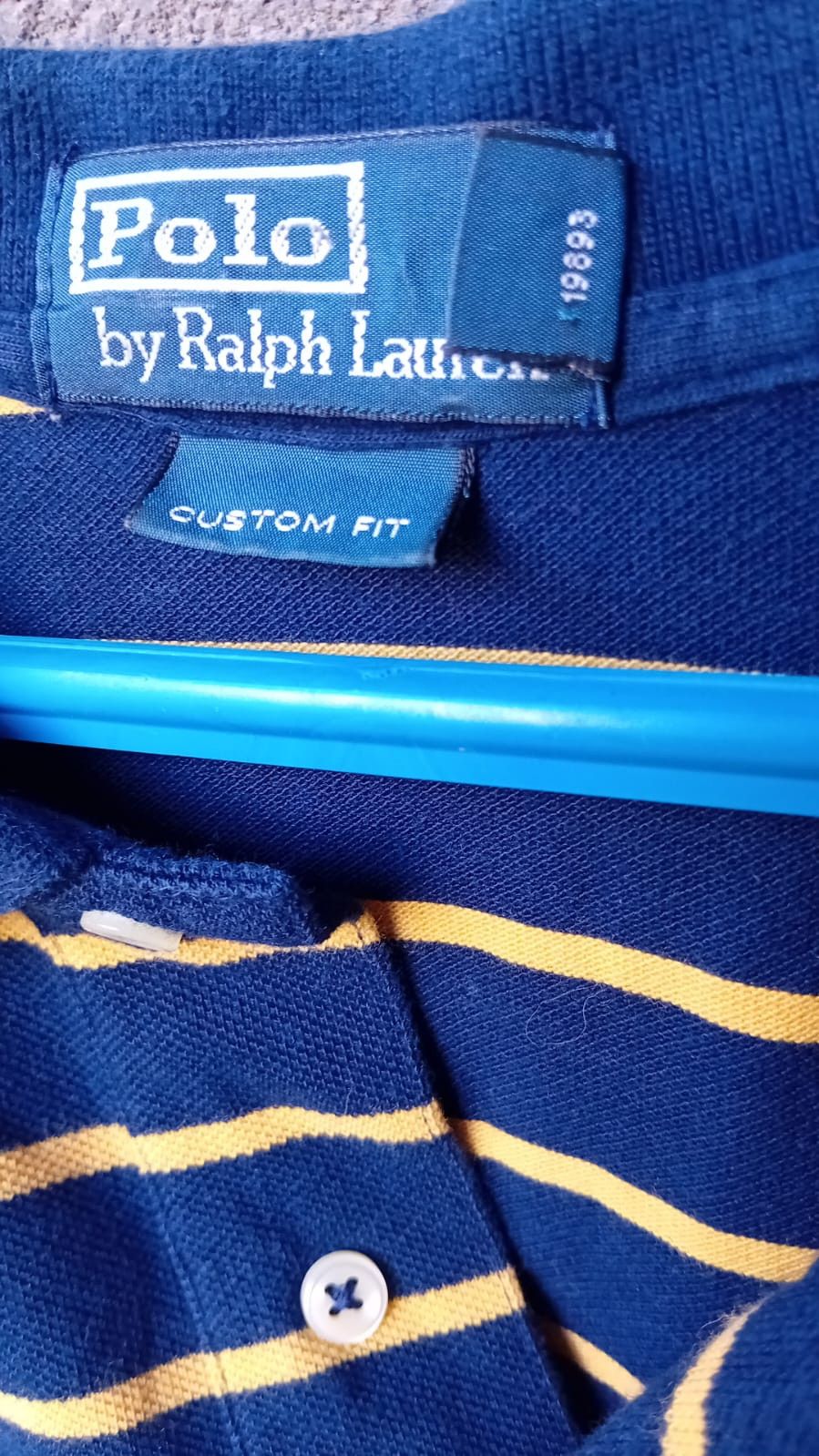 Polo Ralph Lauren × Vintage Polo Ralph Lauren Custom Fit Blue Yellow Striped Polo tee XL Size US XL / EU 56 / 4 - 4 Thumbnail