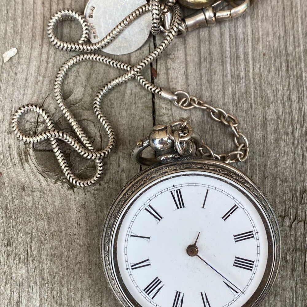 Vintage 1800s Antique George IV Silver Paircase Verge Fusee W/ Chai Size ONE SIZE - 4 Thumbnail