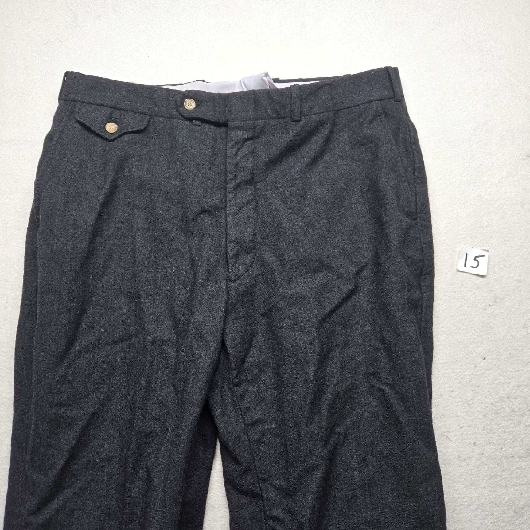 Vintage Woodmere Gray Wool Blend Flat Front Dress Pants 36R Casual Mens Size US 36 / EU 52 - 2 Thumbnail