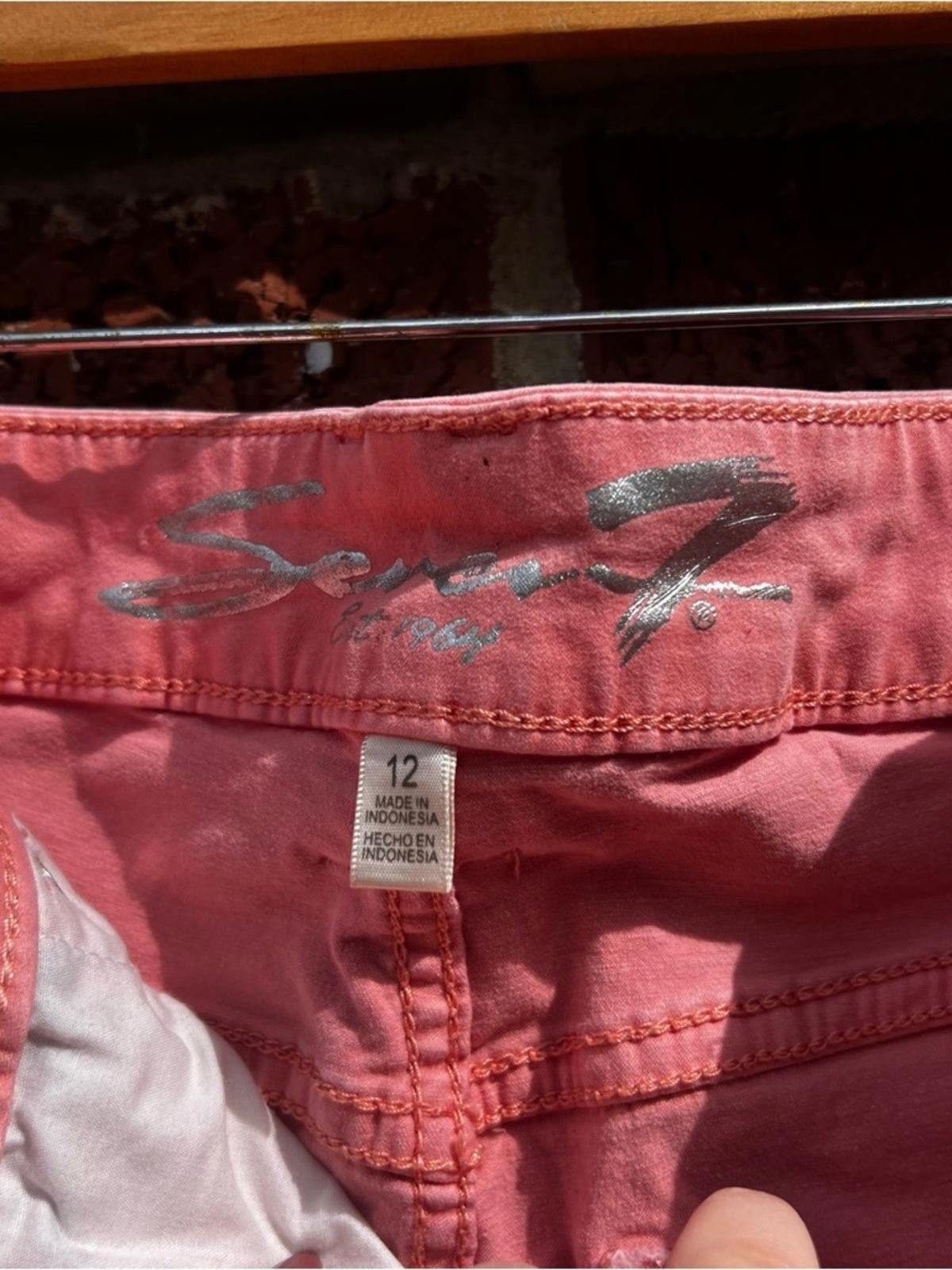 Seven 7 Seven7 Coral Pink High Rise Skinny Crop Denim Jeans Size 34" / US 12 / IT 48 - 3 Thumbnail