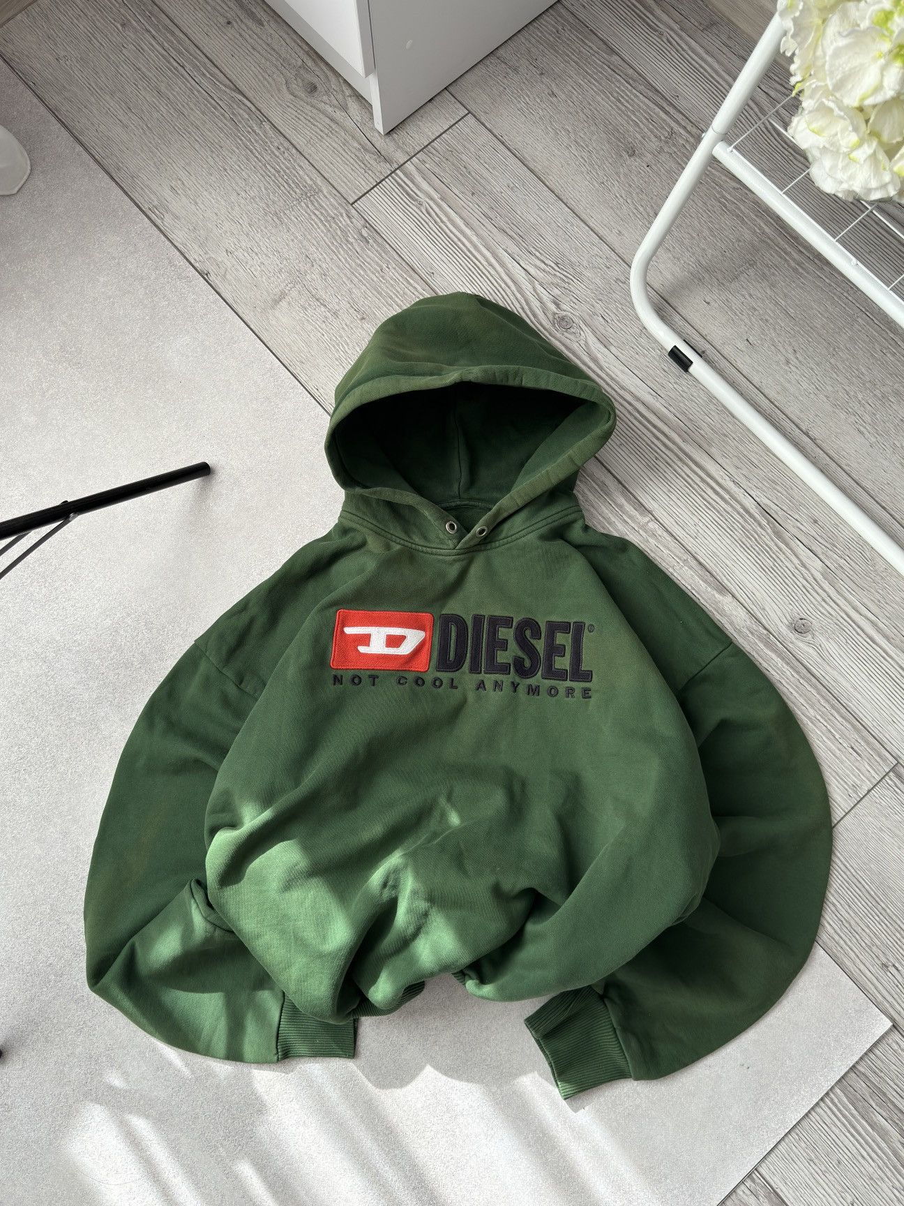 Diesel × Vintage Vintage Diesel big logo distressed Faded Y2K boxy hoodie Size US XL / EU 56 / 4 - 2 Thumbnail