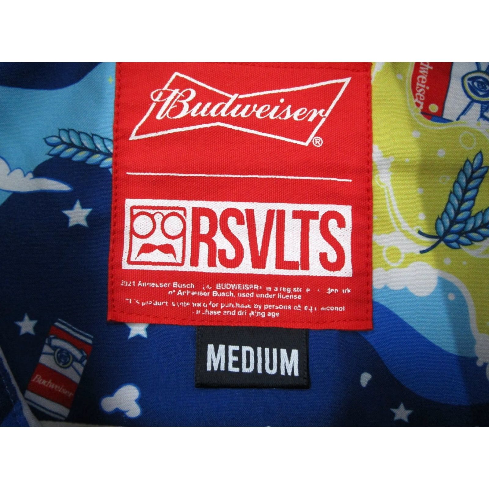 Budweiser RSVLTS x Budweiser Shirt Mens M Blue Kunuflex Button Up AOP Beer Eagle USA Shirt Size US M / EU 48-50 / 2 - 3 Thumbnail