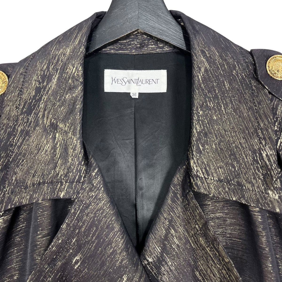 Designer × Yves Saint Laurent Vintage YSL Yves Saint Laurent Gold Weaving Trench Coat Size XS / US 0-2 / IT 36-38 - 7 Thumbnail
