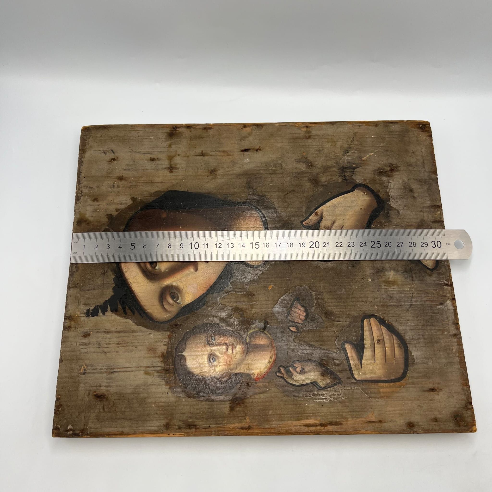 Vintage Antique Russian Icon Virgin Mary & Child Hand Painted Size ONE SIZE - 7 Thumbnail