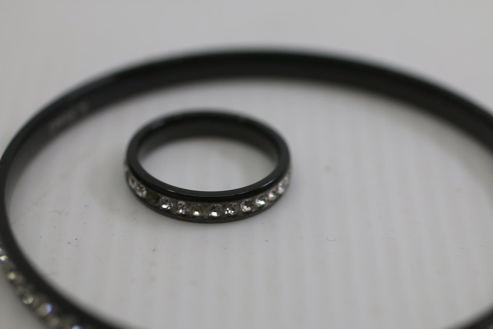 Unknown London Black Rhinestone Jewelry Set – Hoop Earrings, Bangle & Ring Size ONE SIZE - 5 Thumbnail