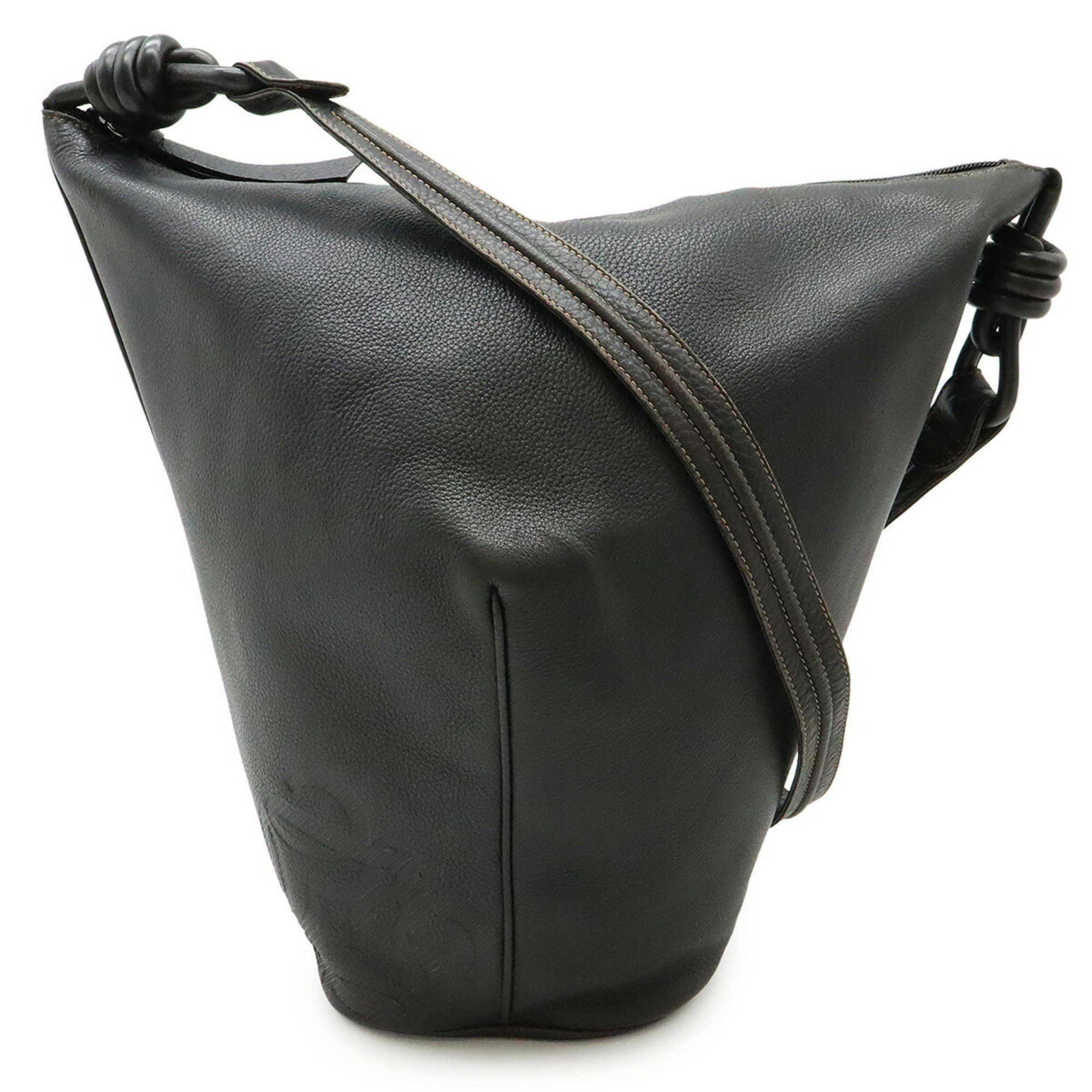 Loewe Knot Anagram Shoulder Bag Leather Black, Women's