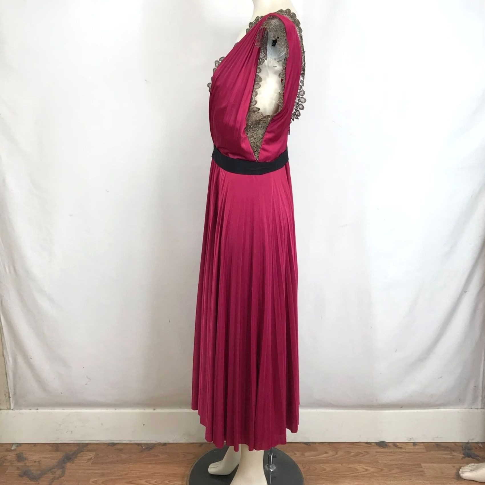 Vintage Catherine Deane Dress Womens 10 Pink WOMEN FUSHSIA SLEEVELESS NECK PLEATED MIDI Size L / US 10 / IT 46 - 6 Thumbnail