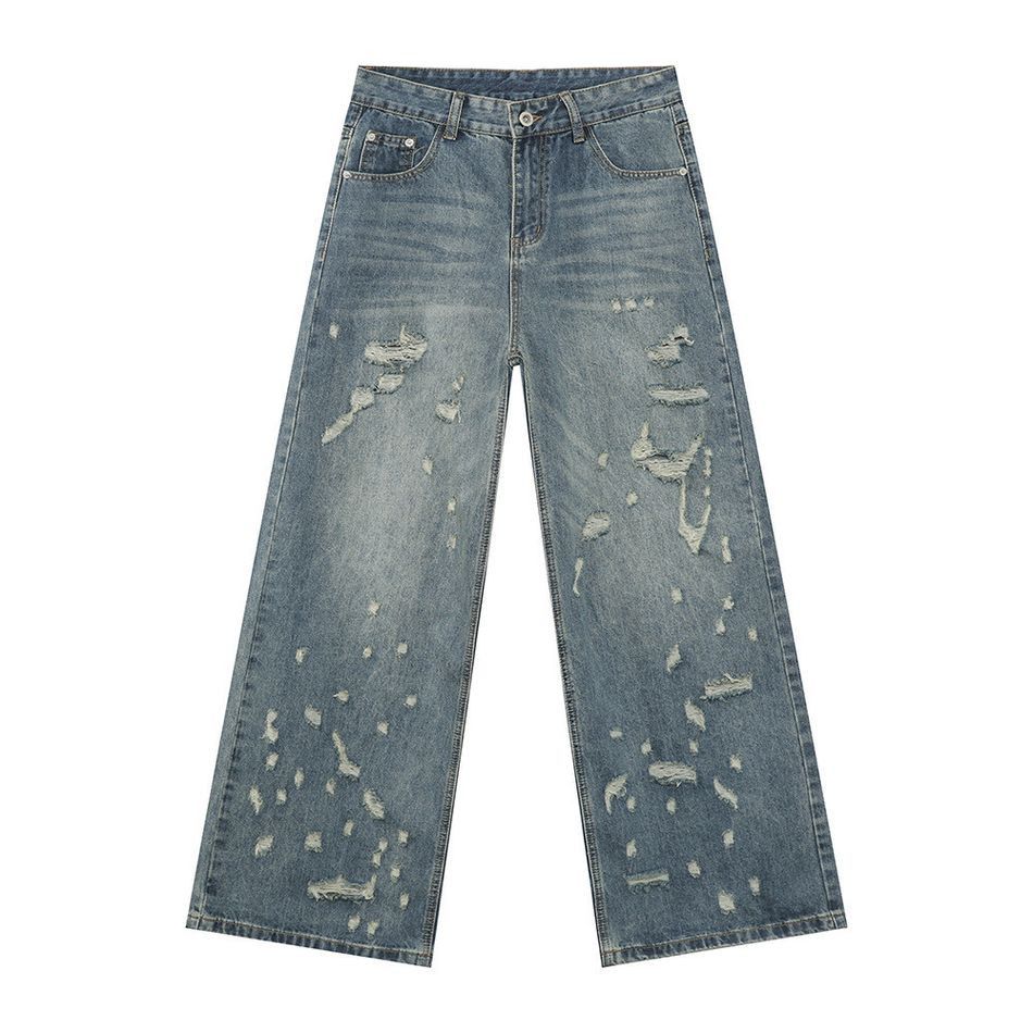 Japanese Brand Retro high street straight leg ripped jeans Size US 32 / EU 48 - 5 Thumbnail