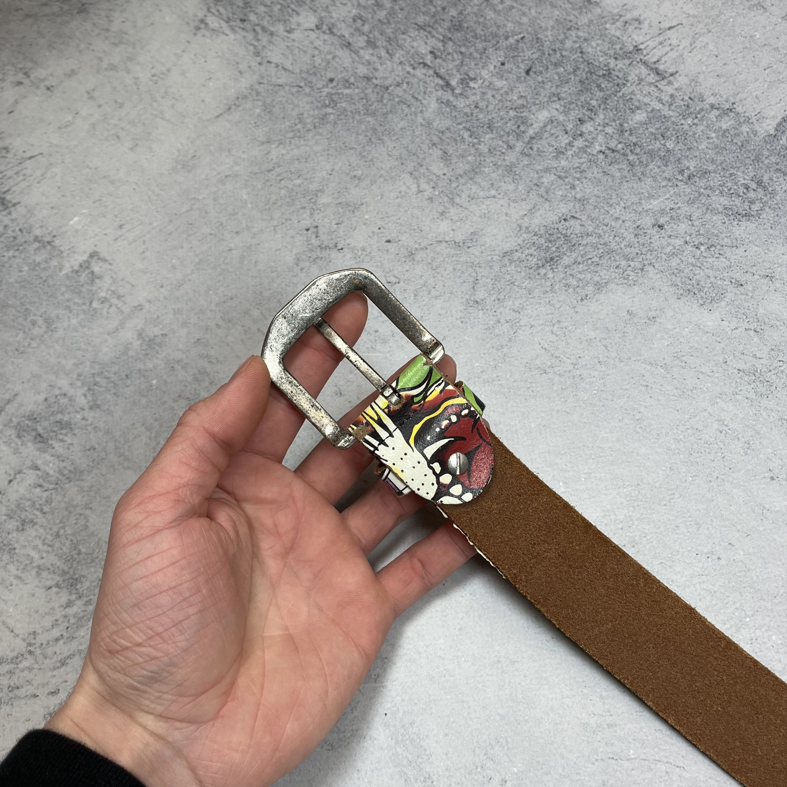 Ed Hardy Vintage Ed Hardy Y2K Skulls Tattoo Leather Belt 2000’s Size ONE SIZE - 8 Thumbnail