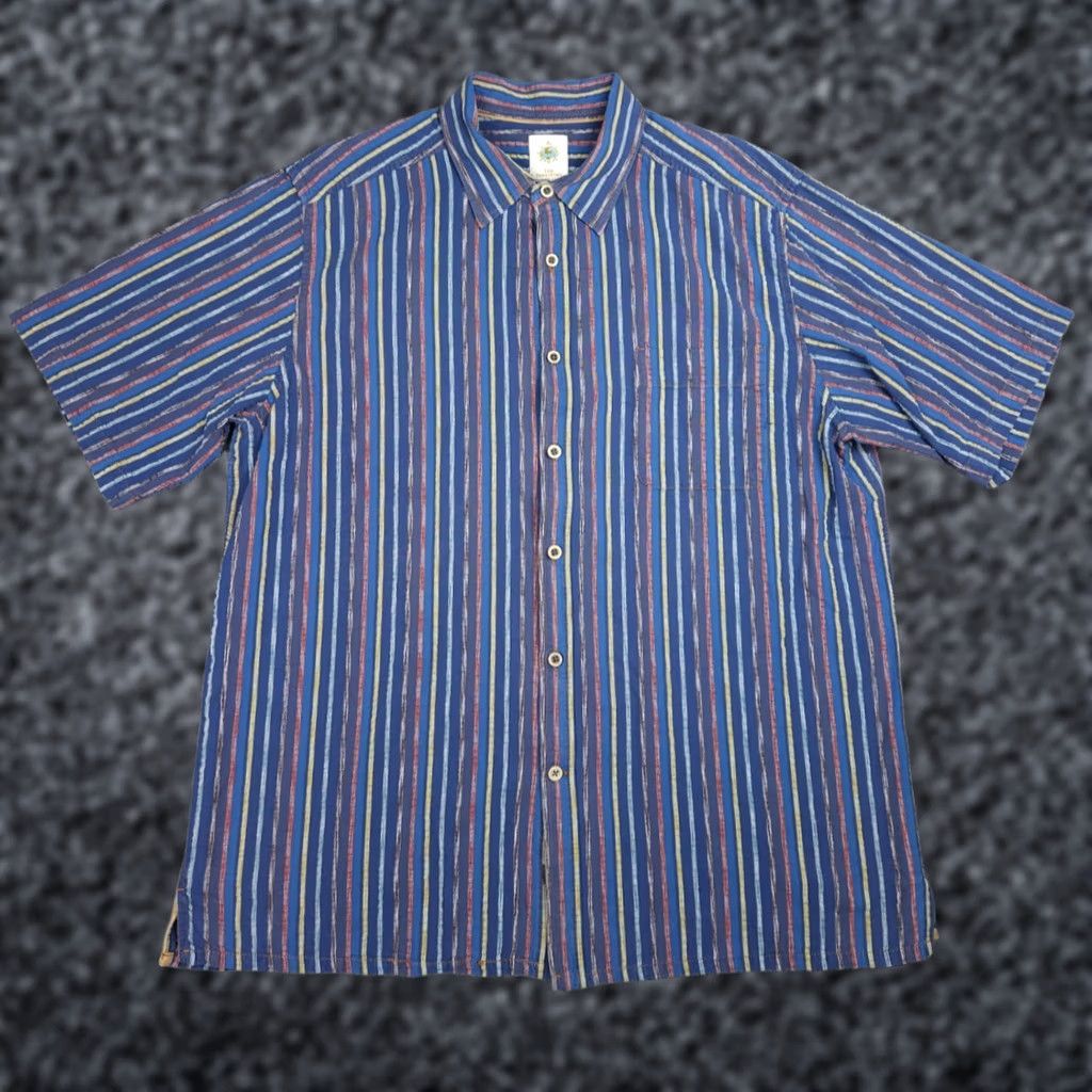 The Territory Ahead Territory Ahead Shirt Men's XL Blue Striped Abstract Woven Button Short Sleeve Size US XL / EU 56 / 4 - 1 Thumbnail