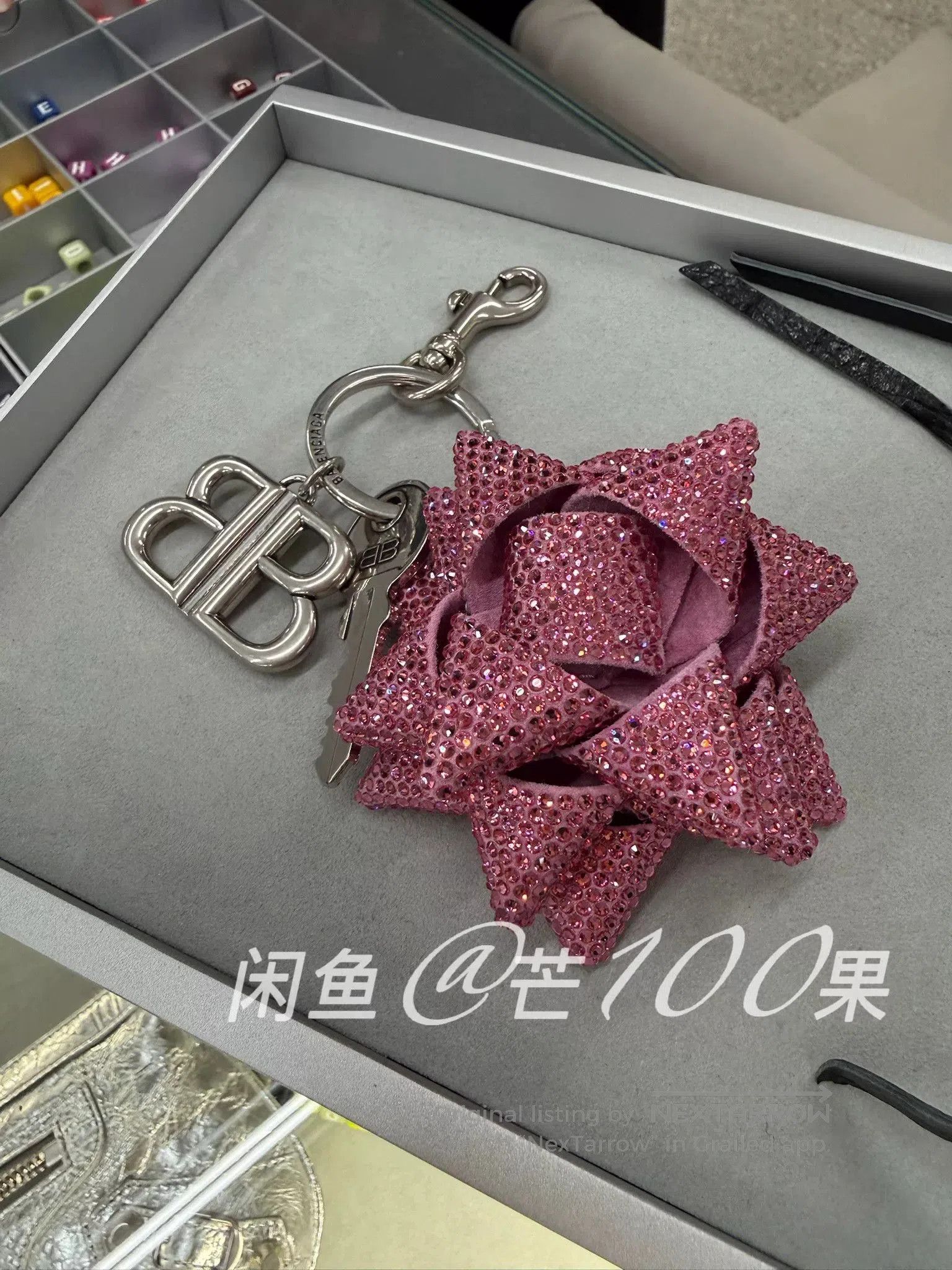 Balenciaga Balenciaga Rhinestone Rose Bag Keychain. Size ONE SIZE - 2 Thumbnail