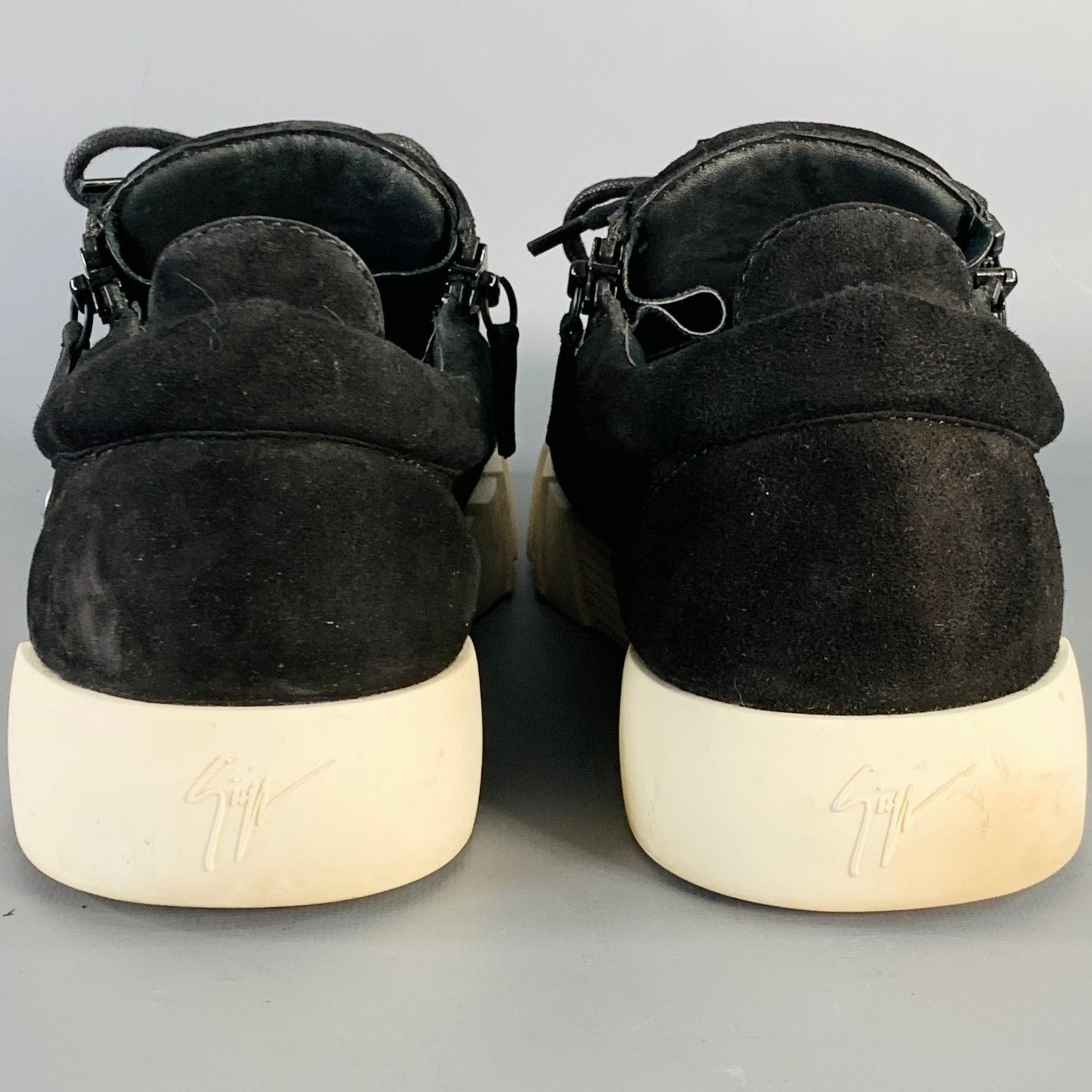 Giuseppe Zanotti GIUSEPPE ZANOTTI Size 12 Black Suede Double Zipper Sneakers Size US 12 / EU 45 - 3 Thumbnail