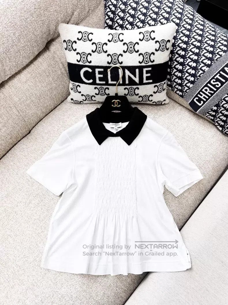 Chanel Chanel Pin black doll collar pleated short-sleeved T-shirt Size XXS / US 00 / IT 34 - 1 Thumbnail