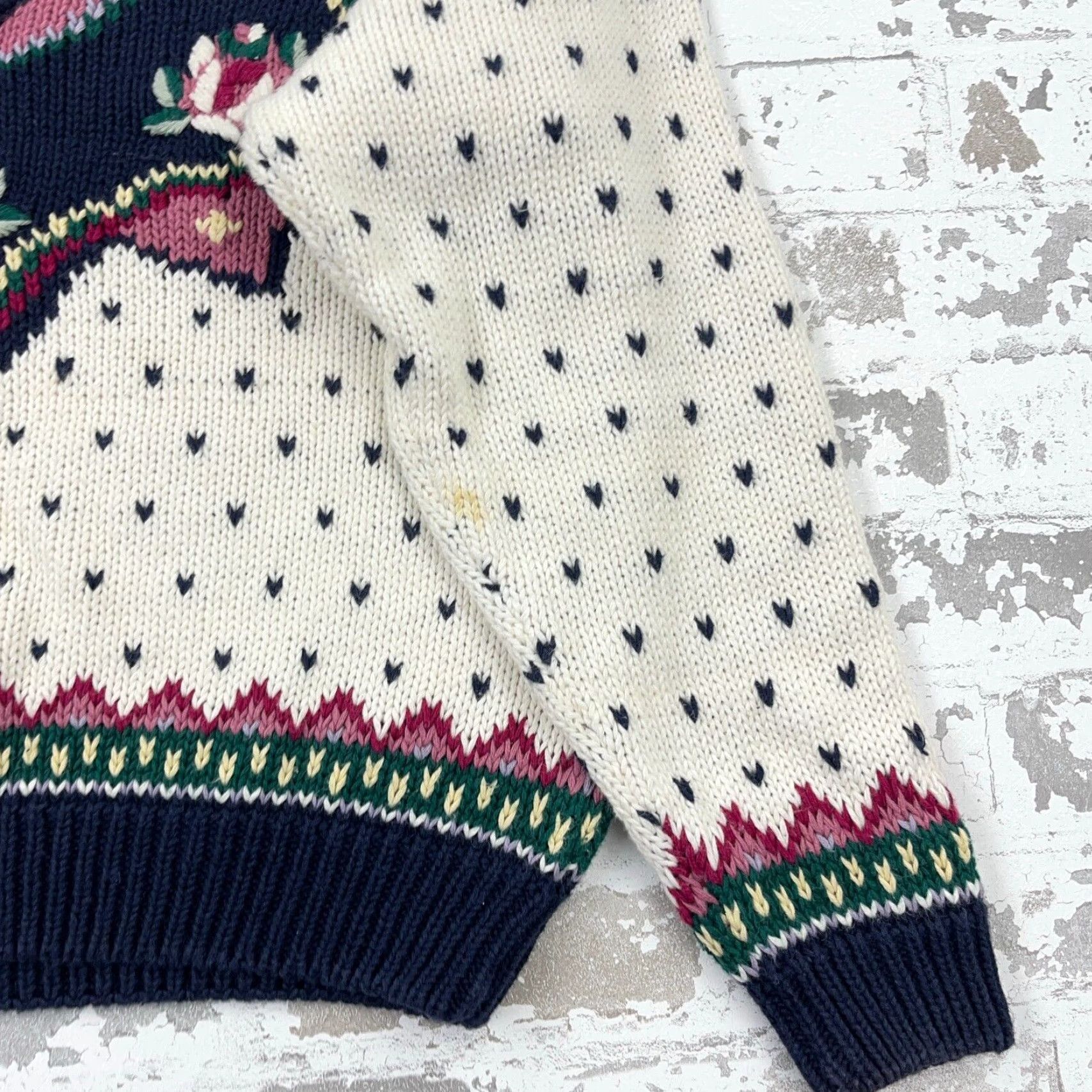 Vintage VINTAGE Margules Sweater Women Medium Nordic Birdseye Cricket Deep V Neck Boho Size M / US 6-8 / IT 42-44 - 7 Thumbnail