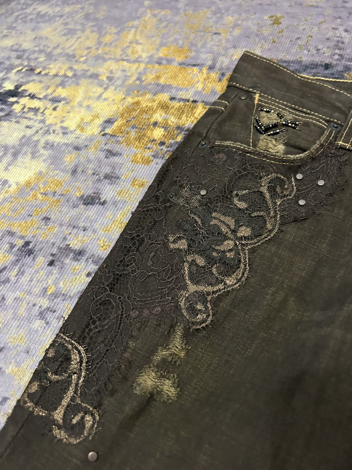 Ralph Lauren Ralph Lauren Lace Ripped Bead Jeans Size US 28 / EU 44 - 10 Thumbnail