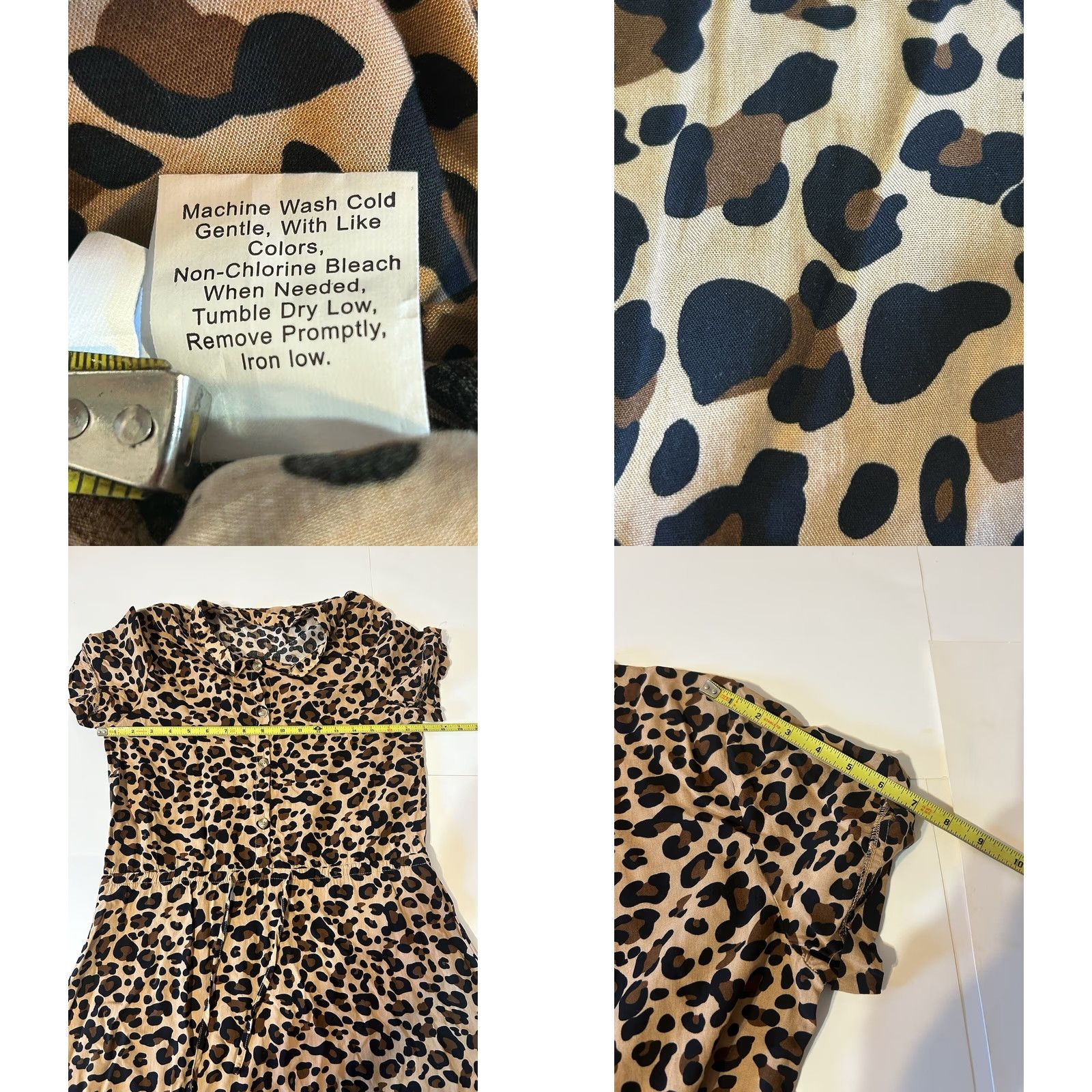 Shein SHEIN Leopard Print Dress Women Small V Neck Tie Waist Button Front Short Sleeve Maxi Summer Casual Womens Size 28" / US 6 / IT 42 - 9 Thumbnail