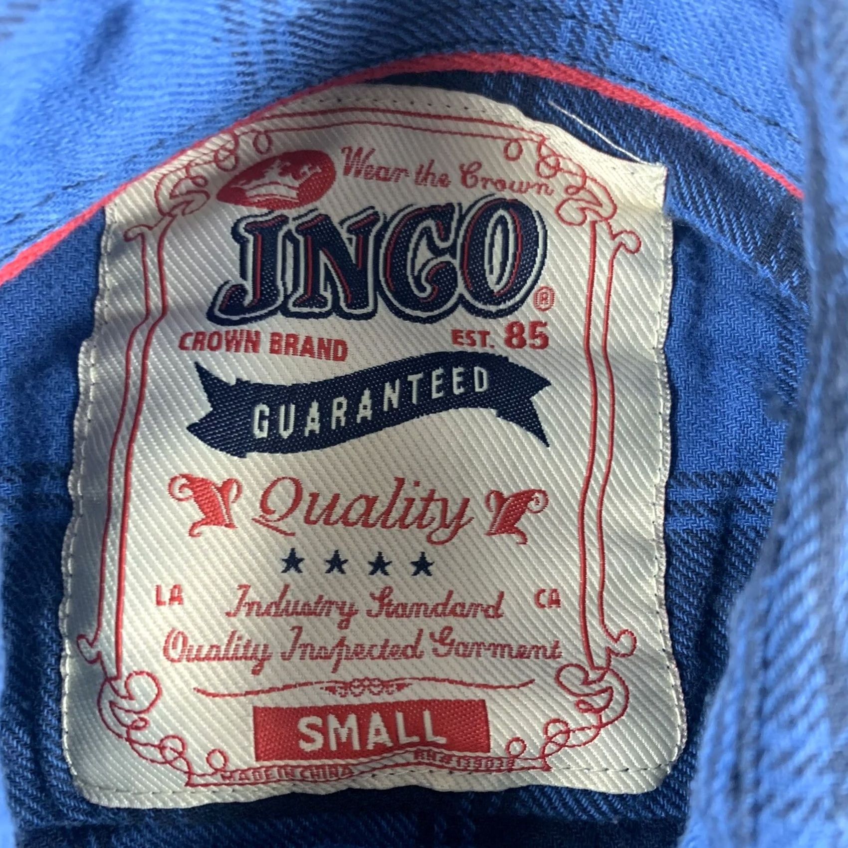 JNCO JNCO Shirt Mens S Blue PLAID BLACK BUTTON LONGSLEEVE Size US S / EU 44-46 / 1 - 4 Thumbnail