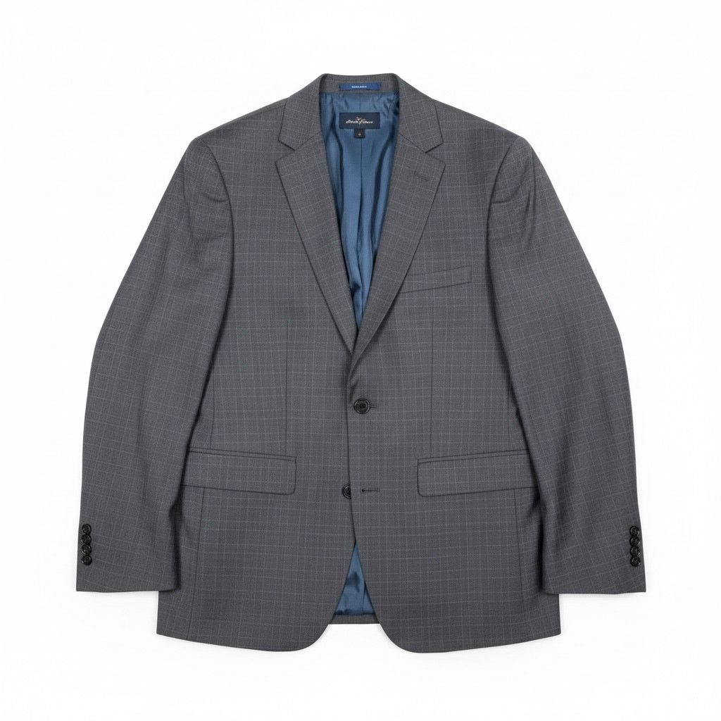 Vince Camuto Vince Camuto Gray Plaid Modern Slim Fit 100% Wool Blazer Size 36S - 1 Thumbnail