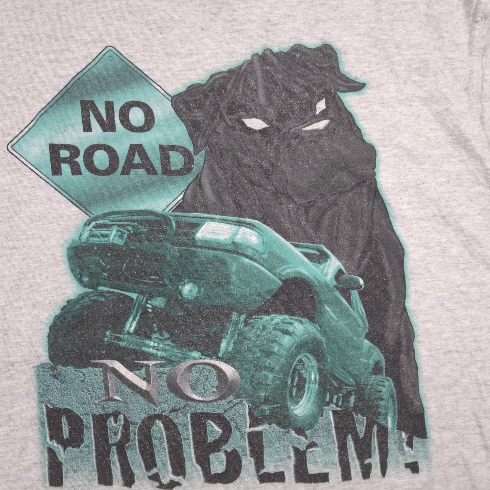 Vintage No Road No Problem Shirt Mens XL Gray Sleeveless Crew Neck Graphic Print 4x4 Truck Muscle Tee Size US XL / EU 56 / 4 - 4 Thumbnail