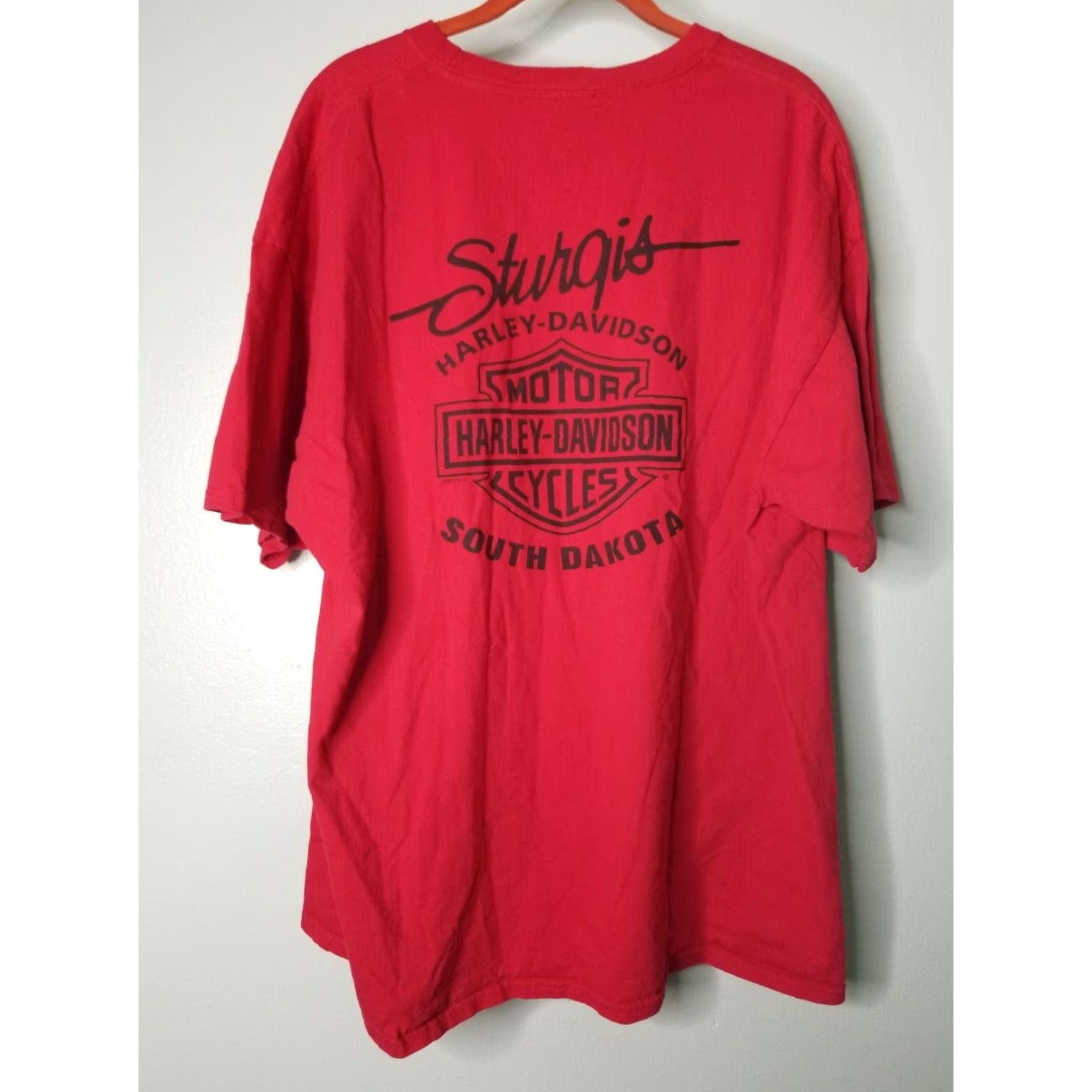 Harley Davidson Harley-Davidson Mens T-Shirt 2XL Red Graphic Motorcycle Sturgis 2013 Urban Streetwear Skull USA Horror Gothic Biker Short Sleeve Crew Neck Mens Size US XXL / EU 58 / 5 - 5 Thumbnail