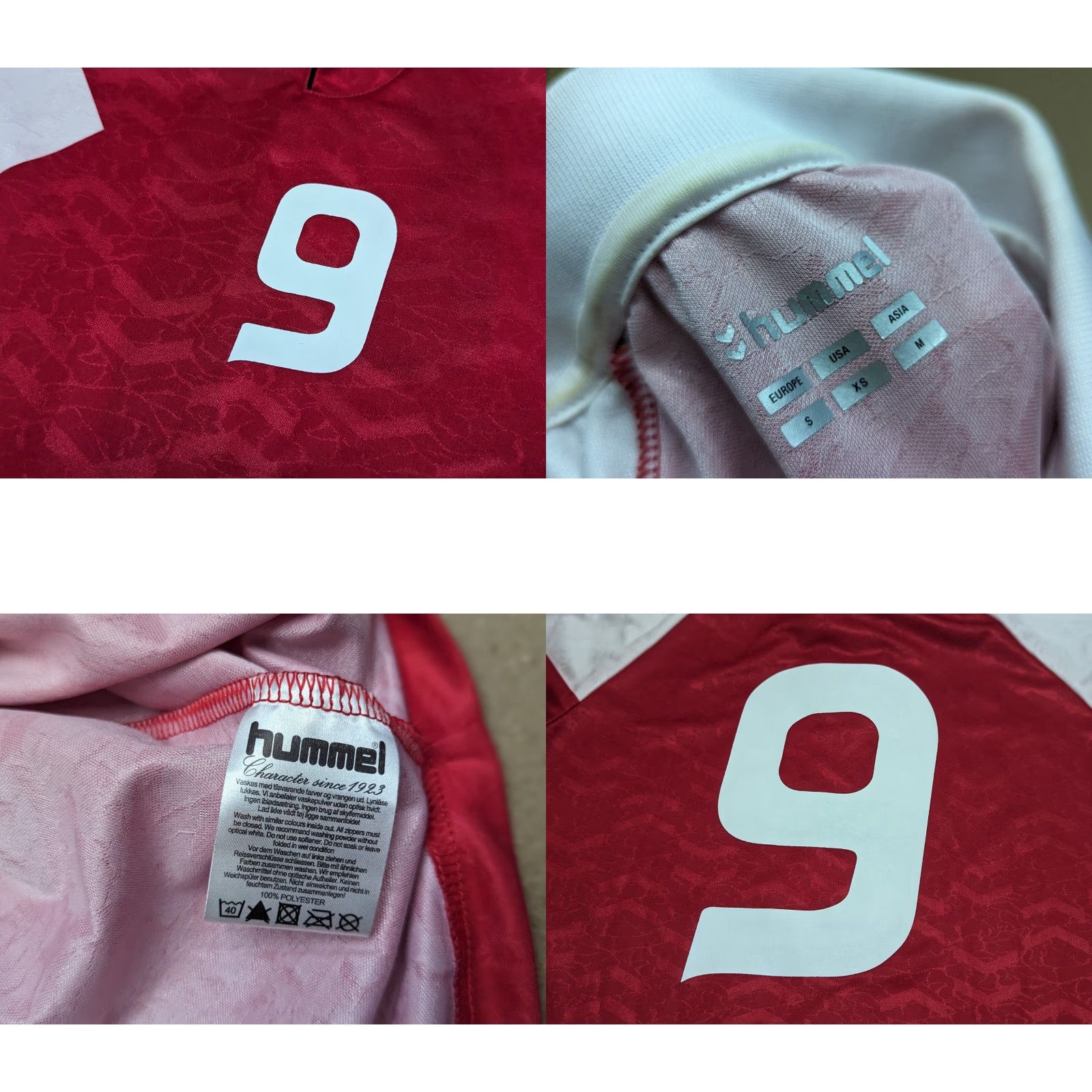 Hummel Hummel Denmark 1992 1994 Home Jersey #9 Povlsen Football Jersey Small Red Short Sleeve Pullover Quick Dry 100% Polyester Mens Vintage: No Size US S / EU 44-46 / 1 - 8 Thumbnail