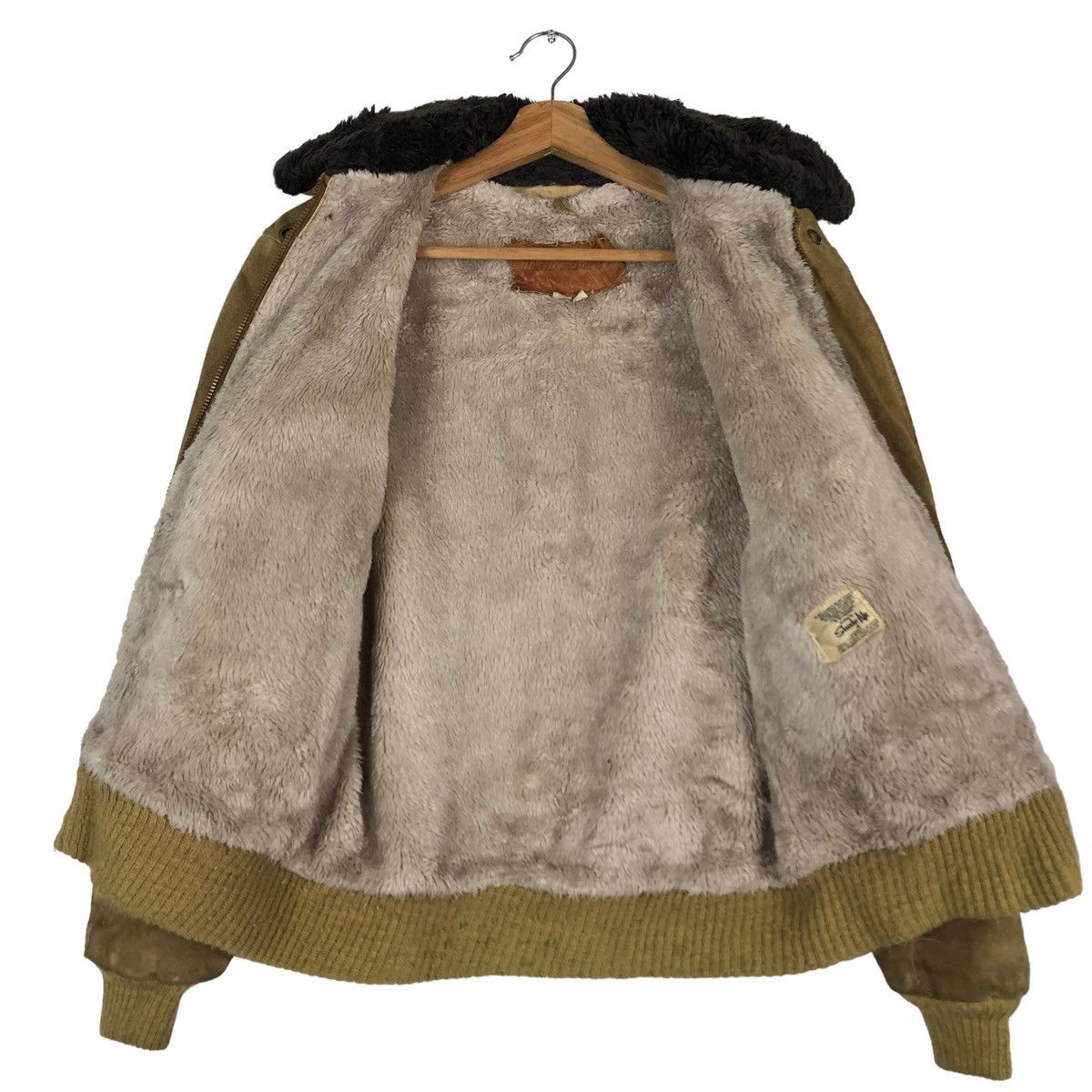 Genuine Leather 🔥TRUE VINTAGE 70’s WILLIAM BARRY USA SHERPA LINING MILITARY Size US M / EU 48-50 / 2 - 11 Thumbnail