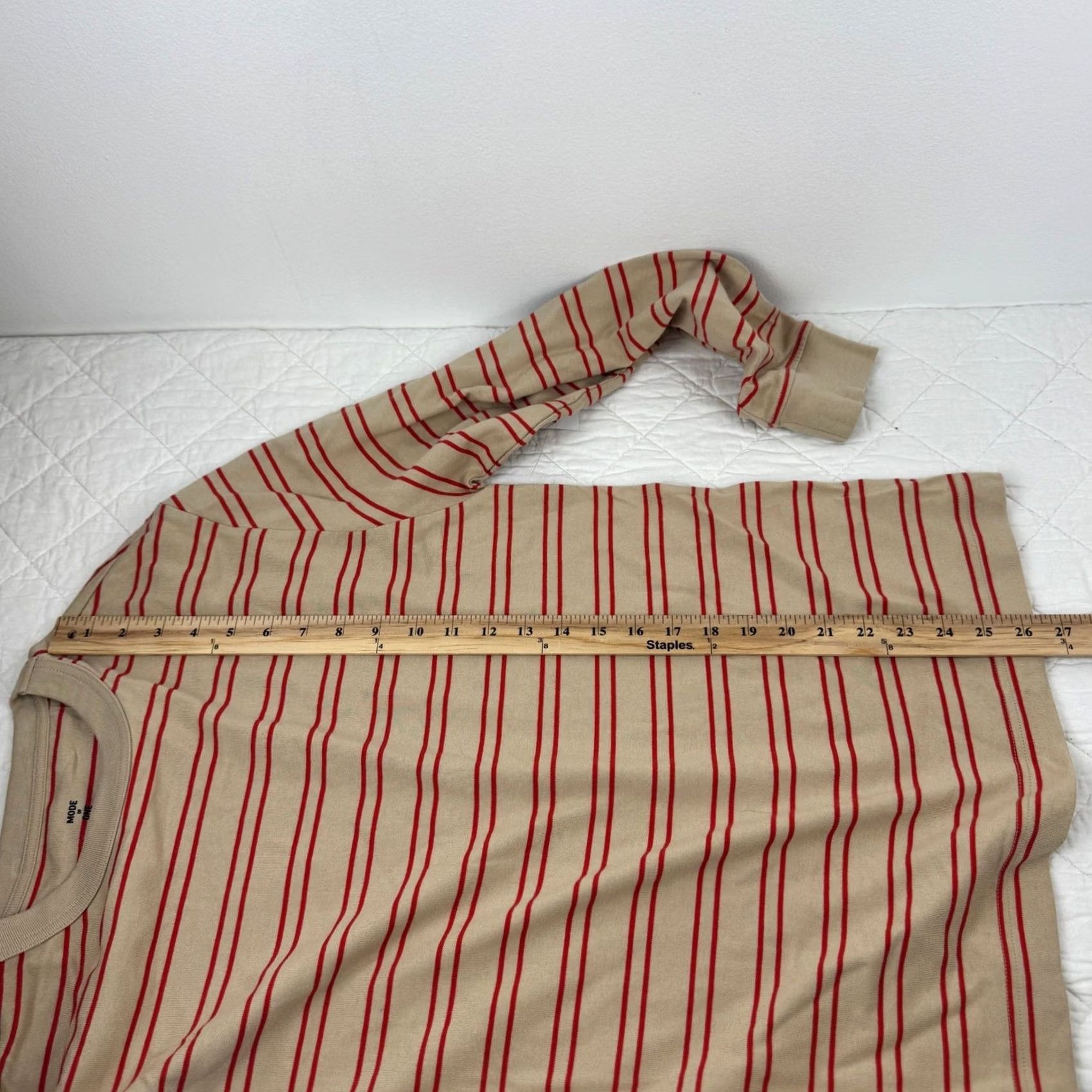 Vintage Mode of One Mens Long Sleeve Striped T-Shirt Cinnamon Brulee Small NEW Size US S / EU 44-46 / 1 - 5 Thumbnail