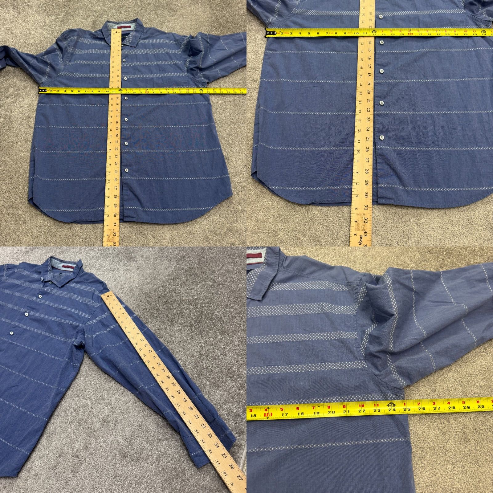 Tommy Bahama Tommy Bahama Shirt Textured Button Down Mens XL Blue Striped Long Sleeve Size US XL / EU 56 / 4 - 8 Thumbnail