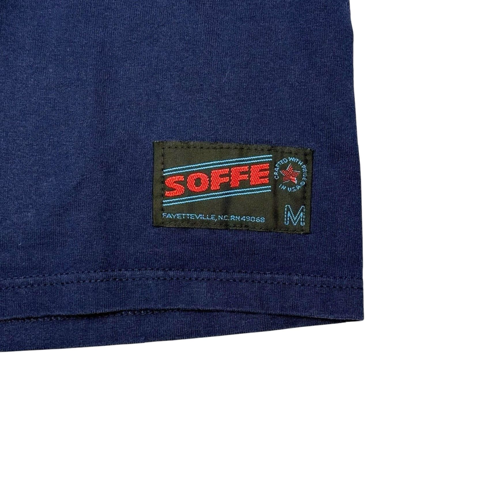 Soffe VINTAGE Made In Usa T-Shirt Mens L Blue Navy 90s Usa Graphic Print V-Neck Short Sleeve Heavy Weight Cotton Logo Size US L / EU 52-54 / 3 - 3 Thumbnail