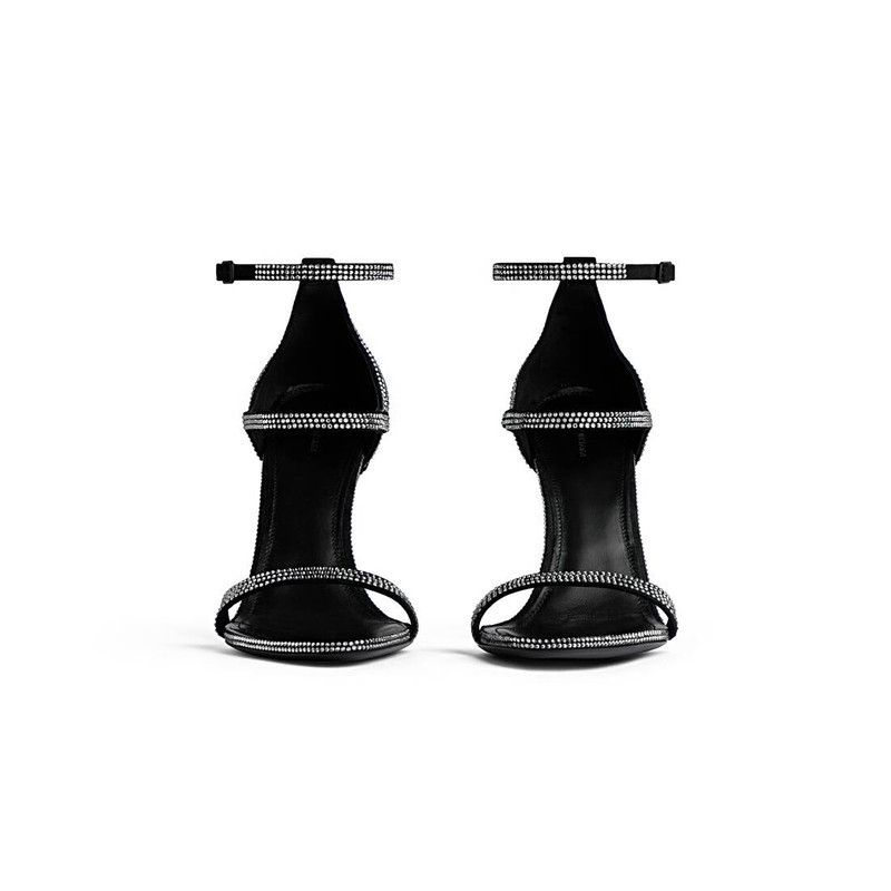 Balenciaga o1s1rm1225 Honey 110mm Sandals With Rhinestones in Black Size US 7 / IT 37 - 3 Thumbnail