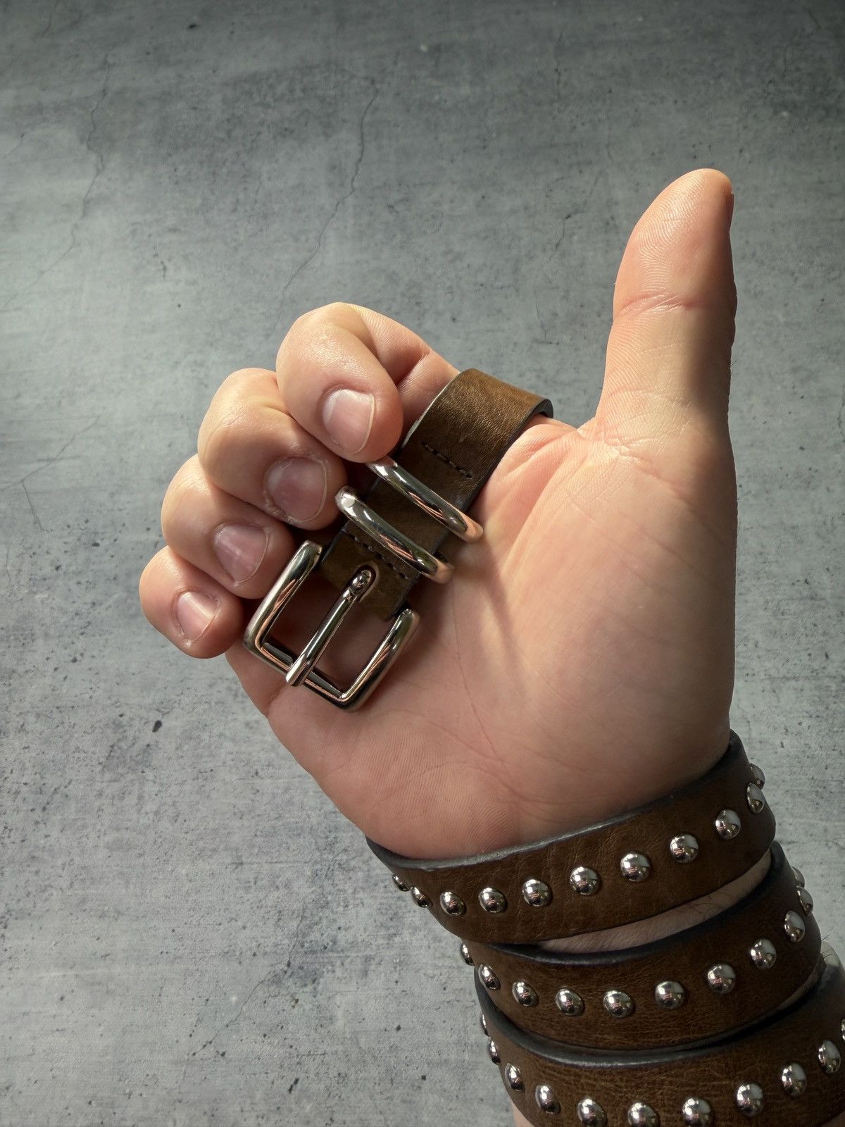 Japanese Brand 00’s NUMBER NINE STYLE LEATHER RARE Y2K BELT VINTAGE Size ONE SIZE - 4 Thumbnail