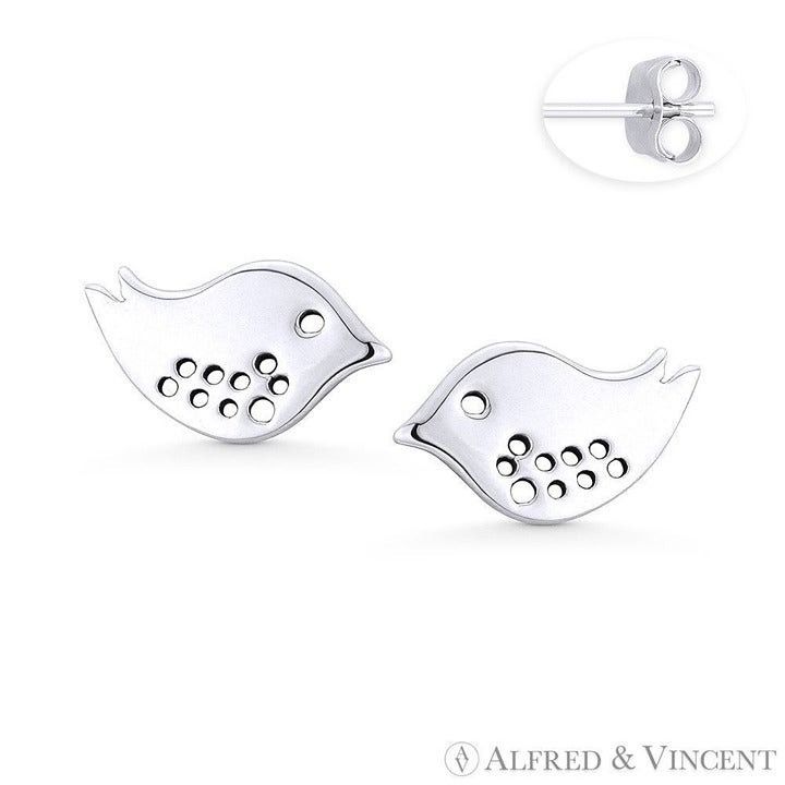 Other Bird Couple Love Charm Stud Earrings in .925 Sterling Silver Size ONE SIZE - 1 Preview